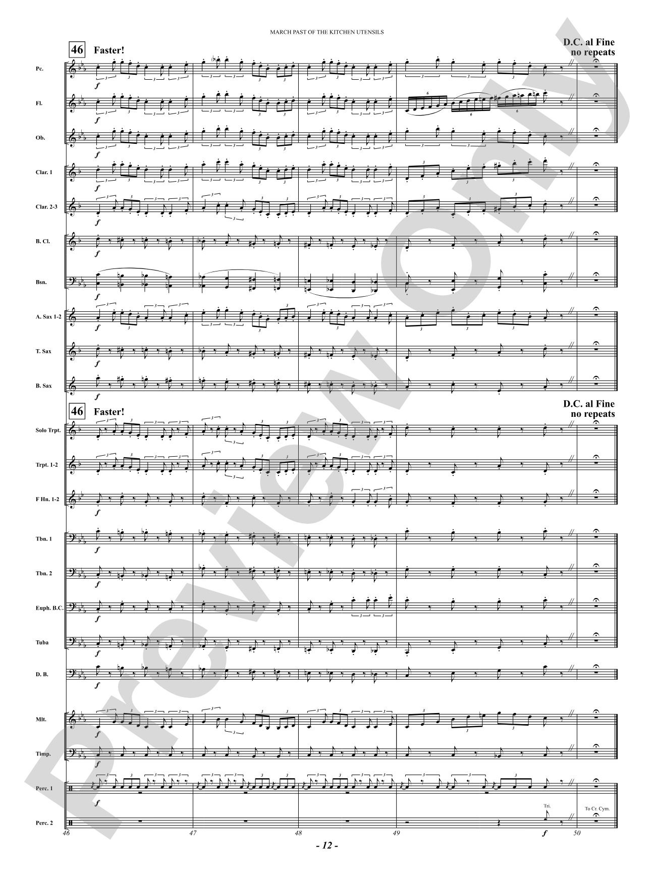 March Past Of The Kitchen Utensils: Concert Band Conductor Score & Parts