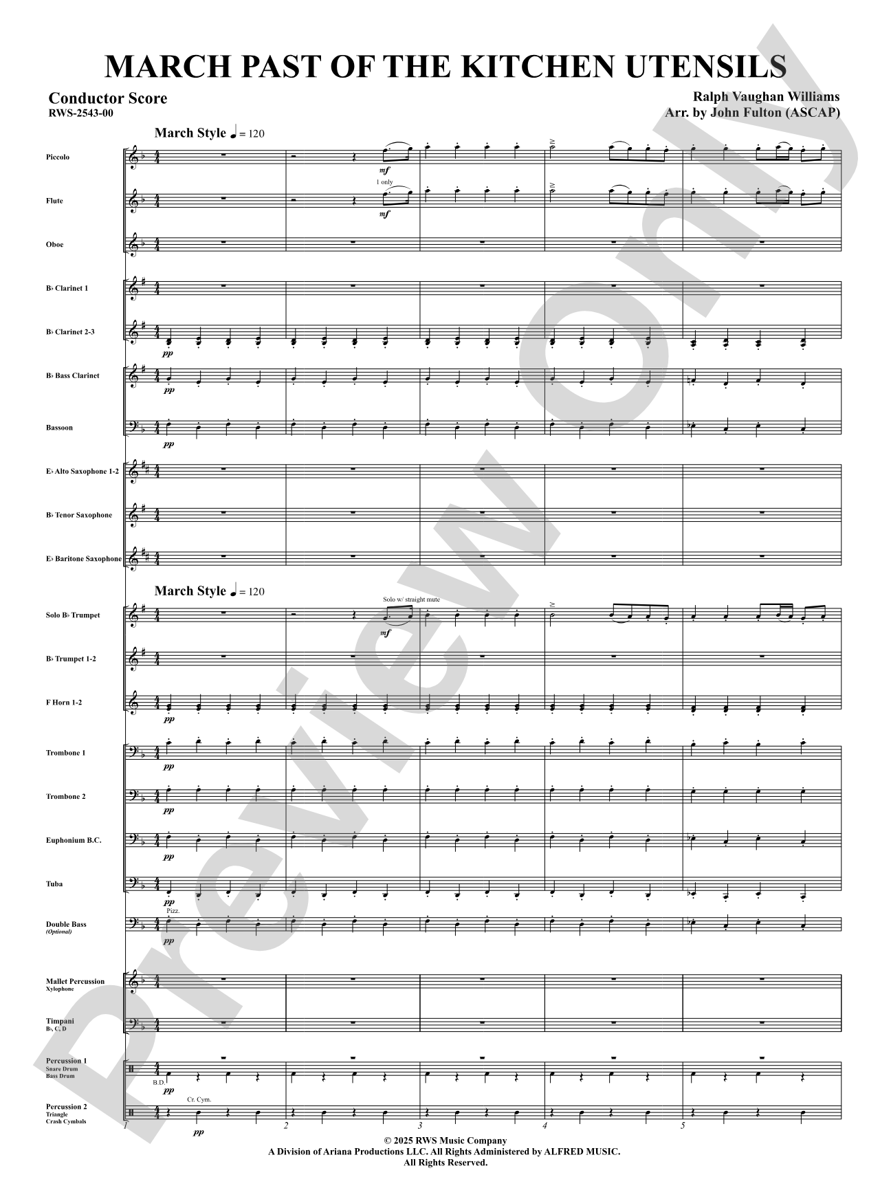 March Past Of The Kitchen Utensils: Concert Band Conductor Score & Parts