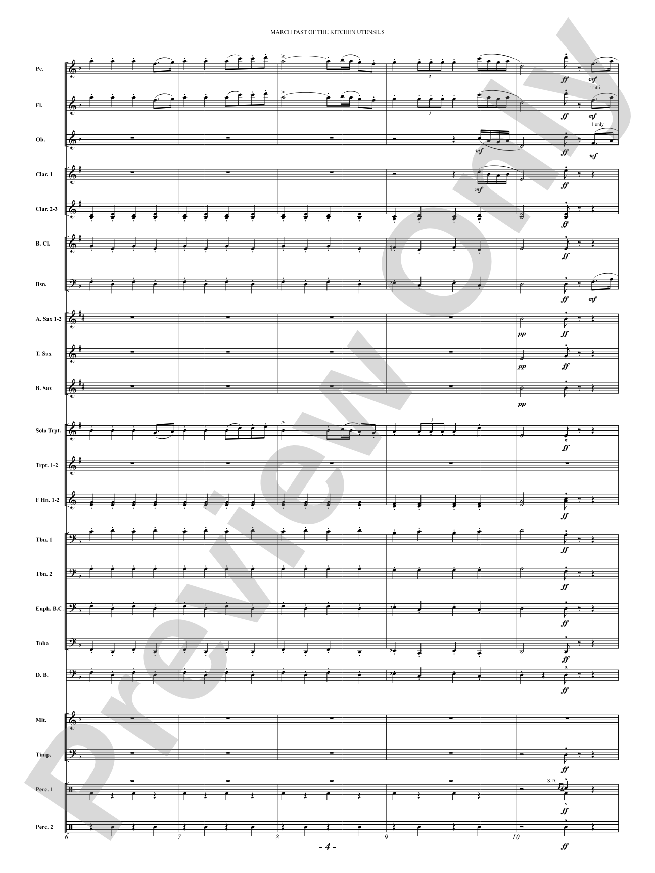March Past Of The Kitchen Utensils: Concert Band Conductor Score & Parts