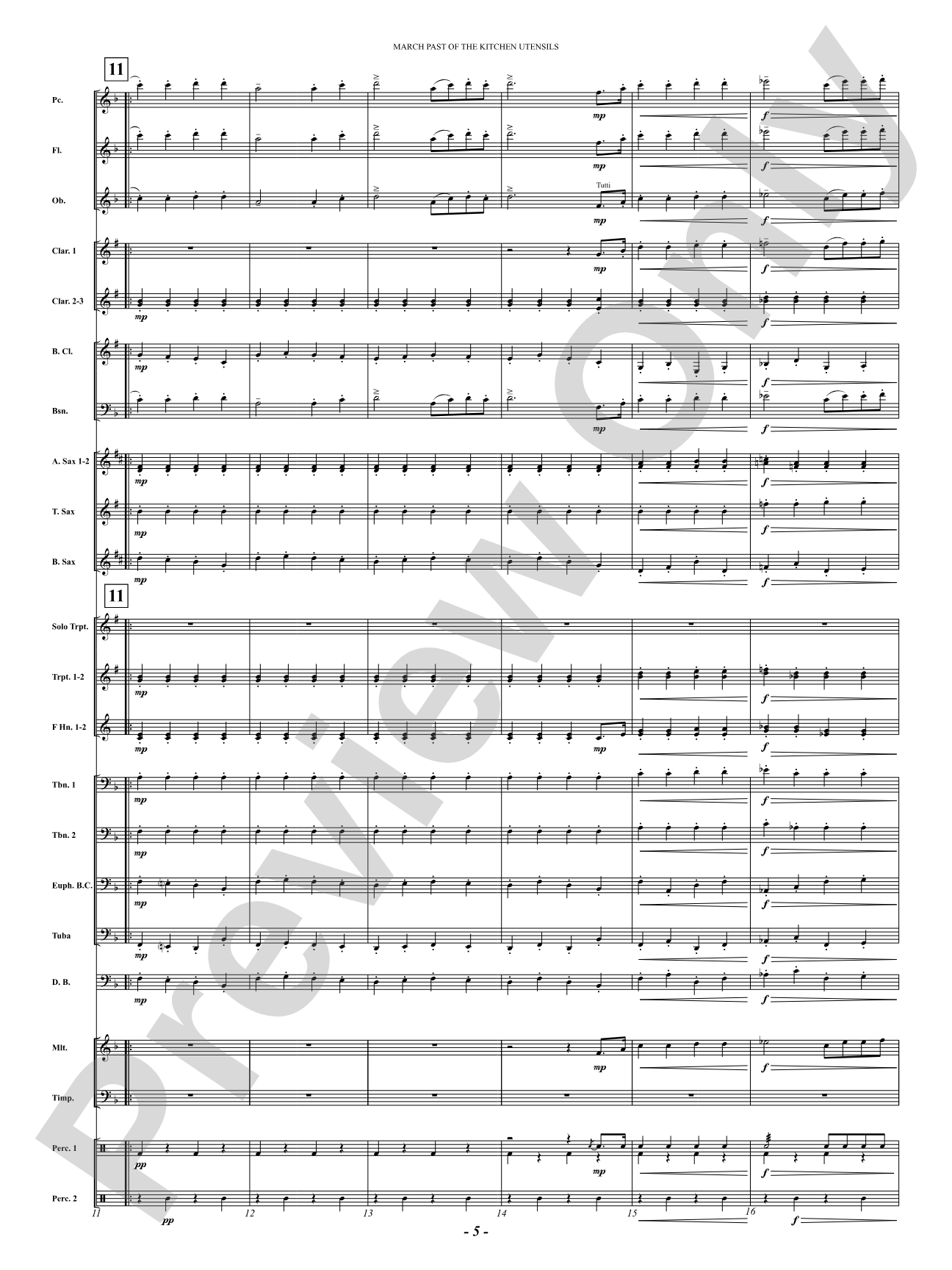March Past Of The Kitchen Utensils: Concert Band Conductor Score & Parts