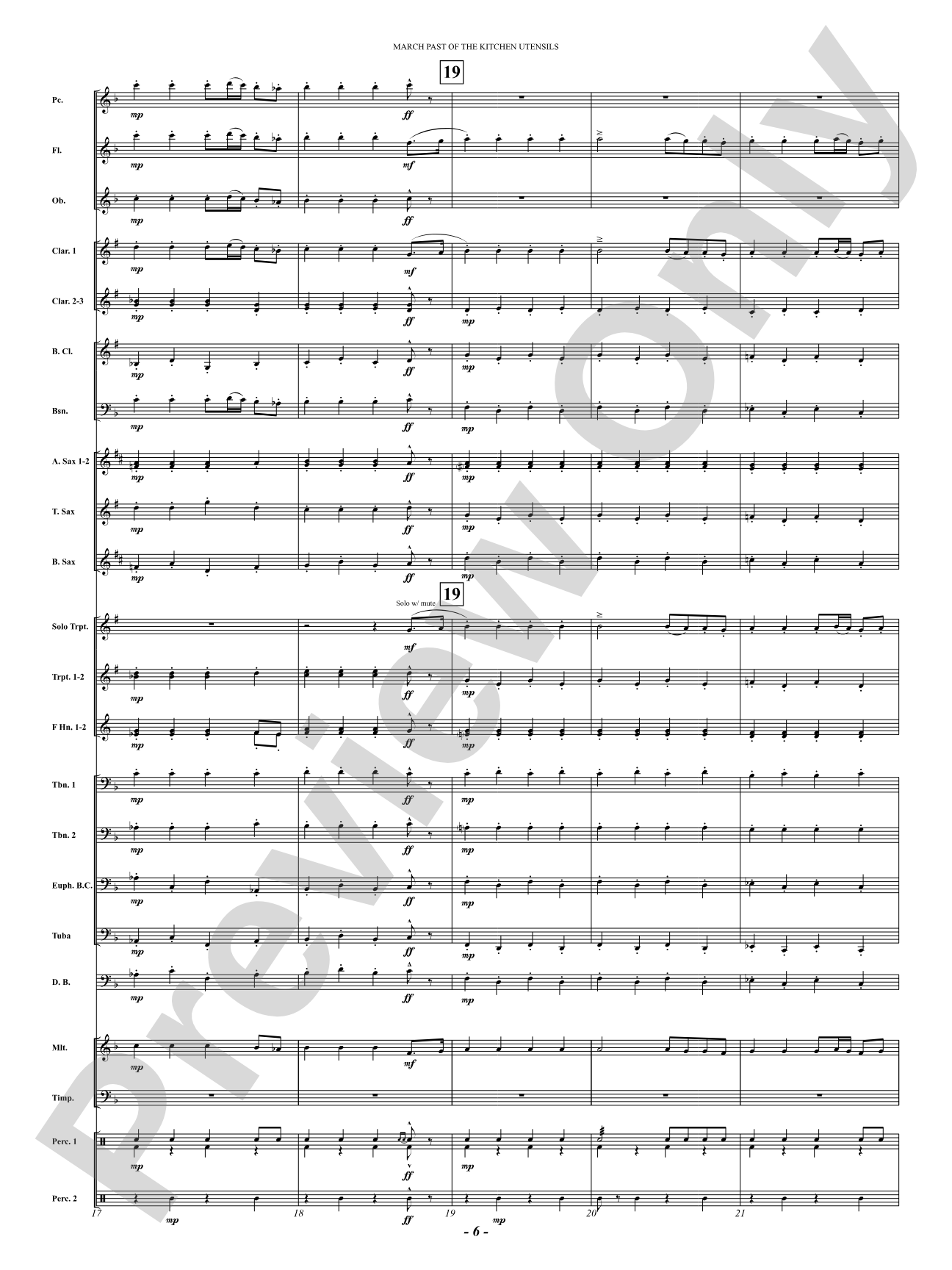 March Past Of The Kitchen Utensils: Concert Band Conductor Score & Parts