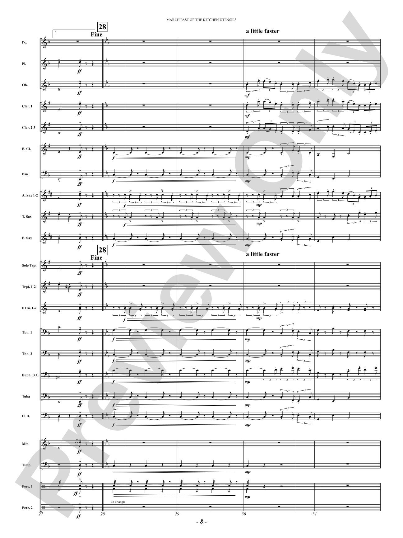 March Past Of The Kitchen Utensils: Concert Band Conductor Score & Parts
