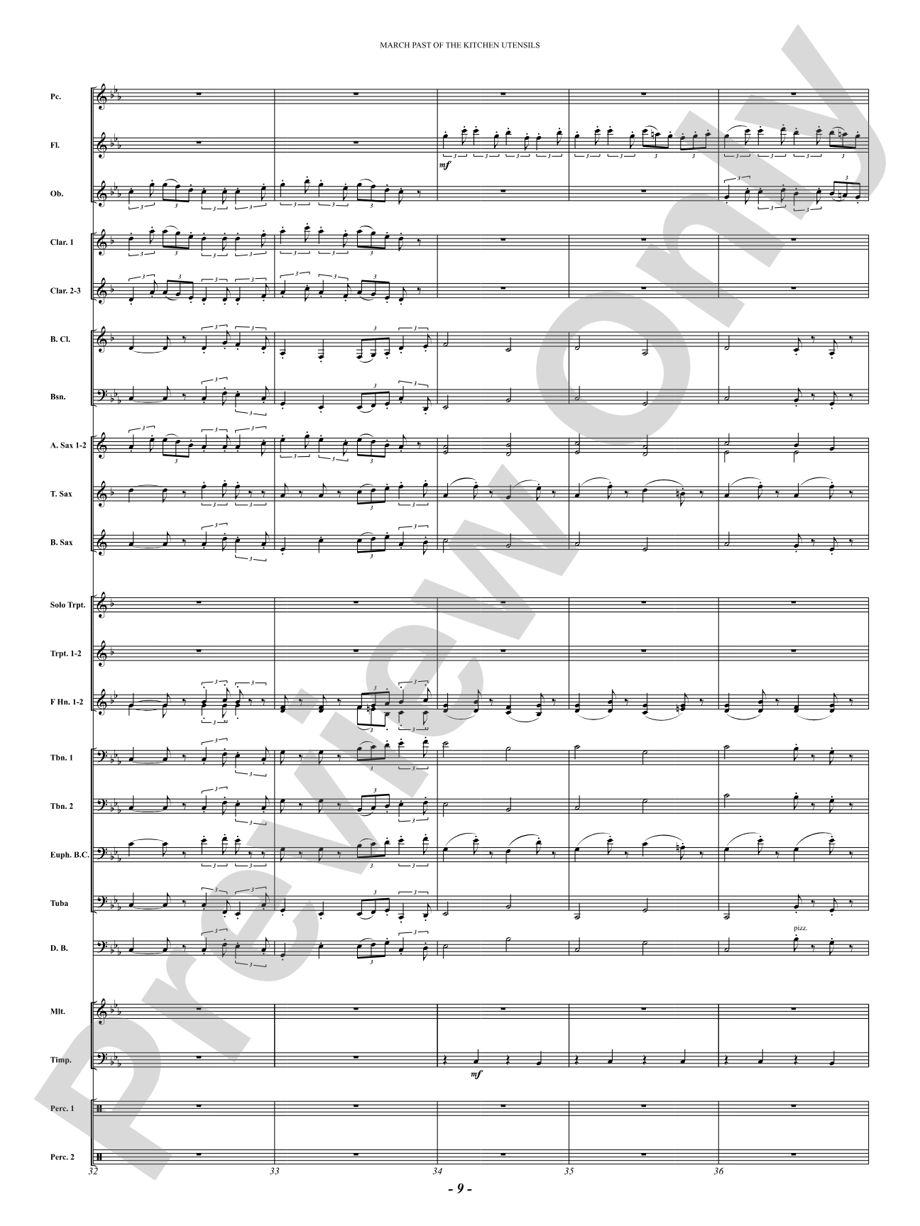 March Past Of The Kitchen Utensils: Concert Band Conductor Score & Parts