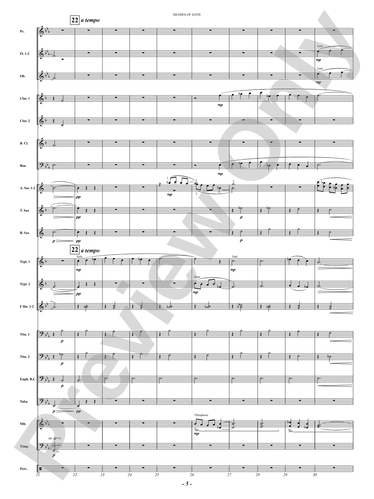 Shades Of Satie (Gymnopédie No. 1 from Trois Gymnopédies): Concert Band Conductor Score & Parts