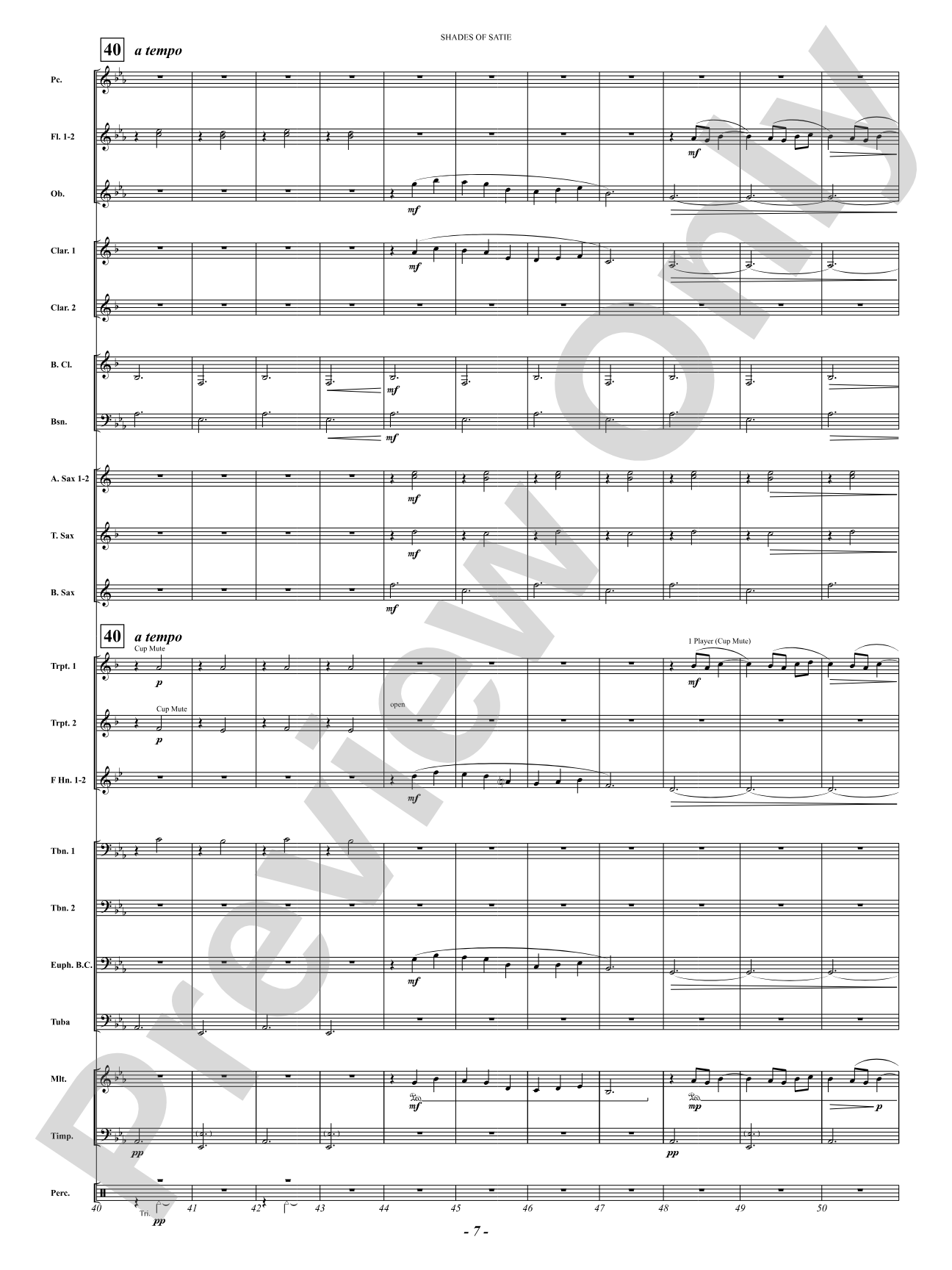 Shades Of Satie (Gymnopédie No. 1 from Trois Gymnopédies): Concert Band Conductor Score & Parts