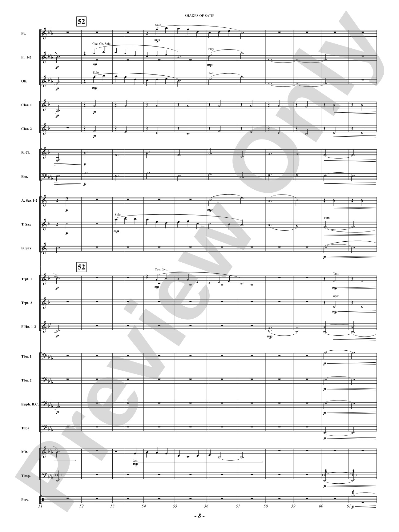 Shades Of Satie (Gymnopédie No. 1 from Trois Gymnopédies): Concert Band Conductor Score & Parts