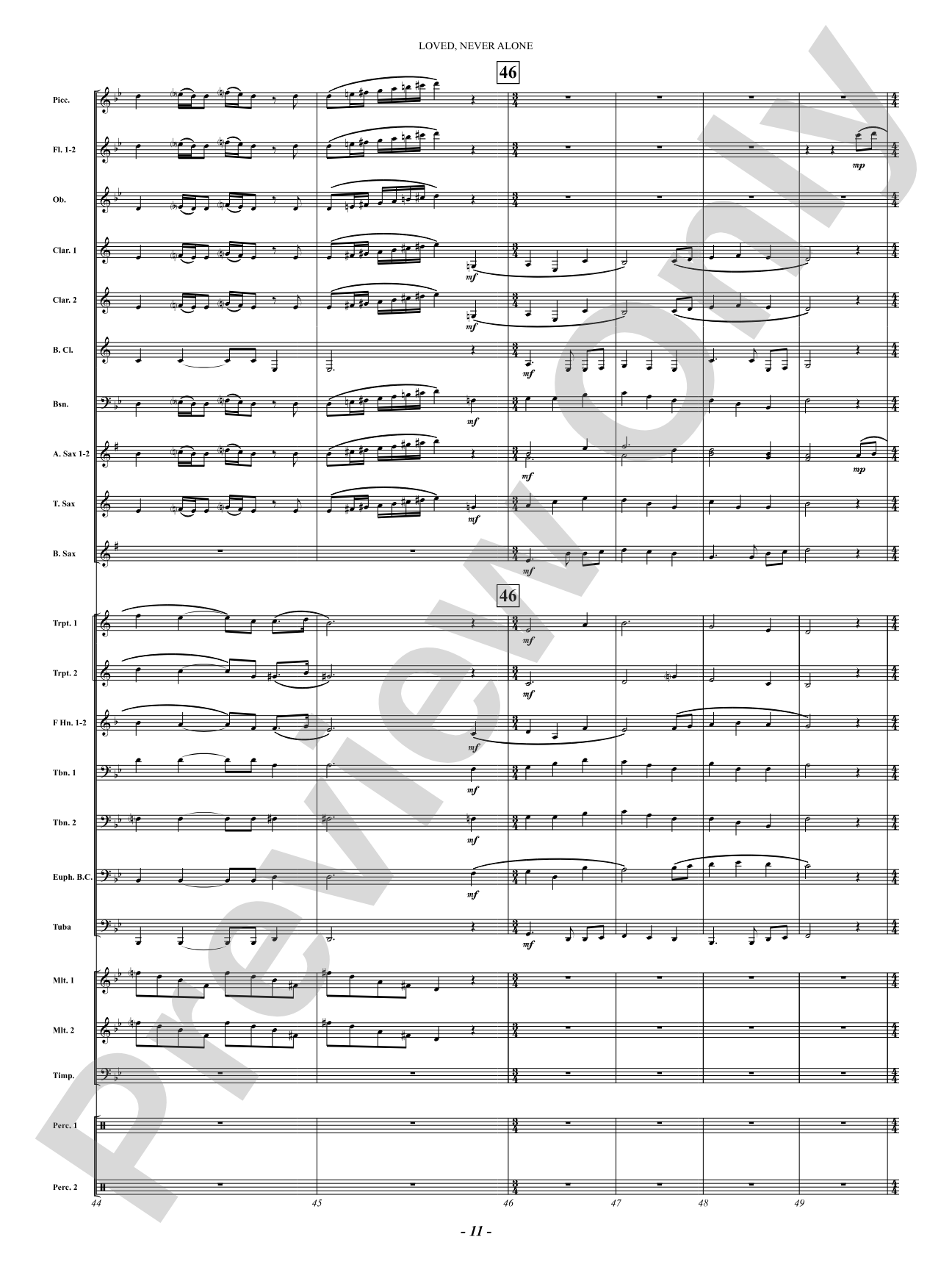 Loved, Never Alone: Concert Band Conductor Score & Parts