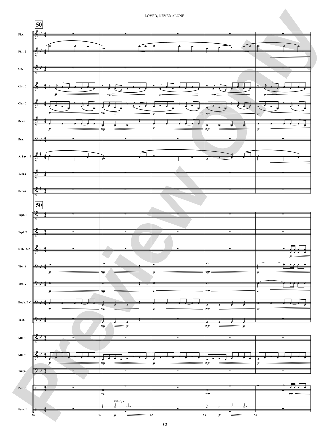 Loved, Never Alone: Concert Band Conductor Score & Parts