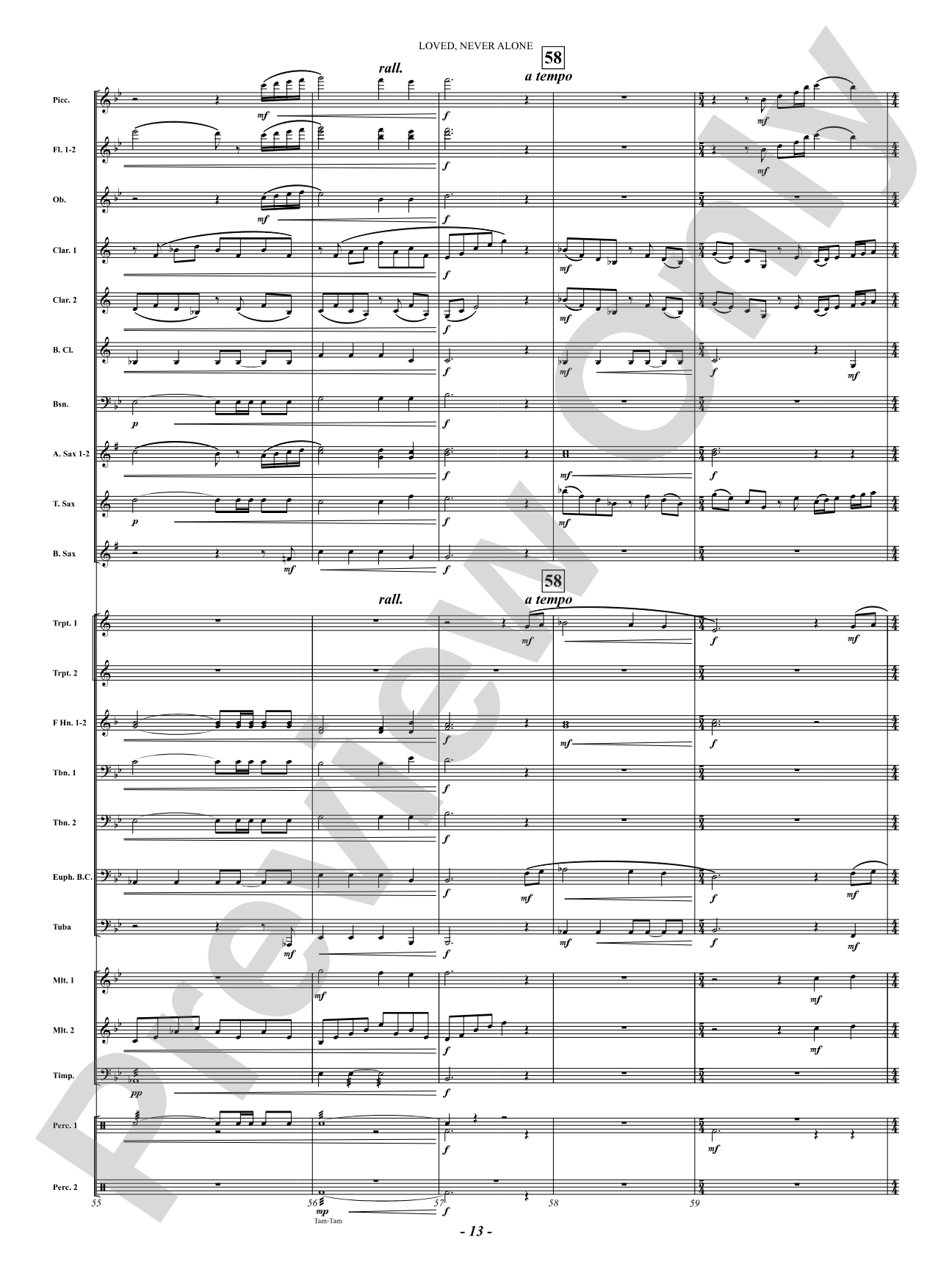 Loved, Never Alone: Concert Band Conductor Score & Parts