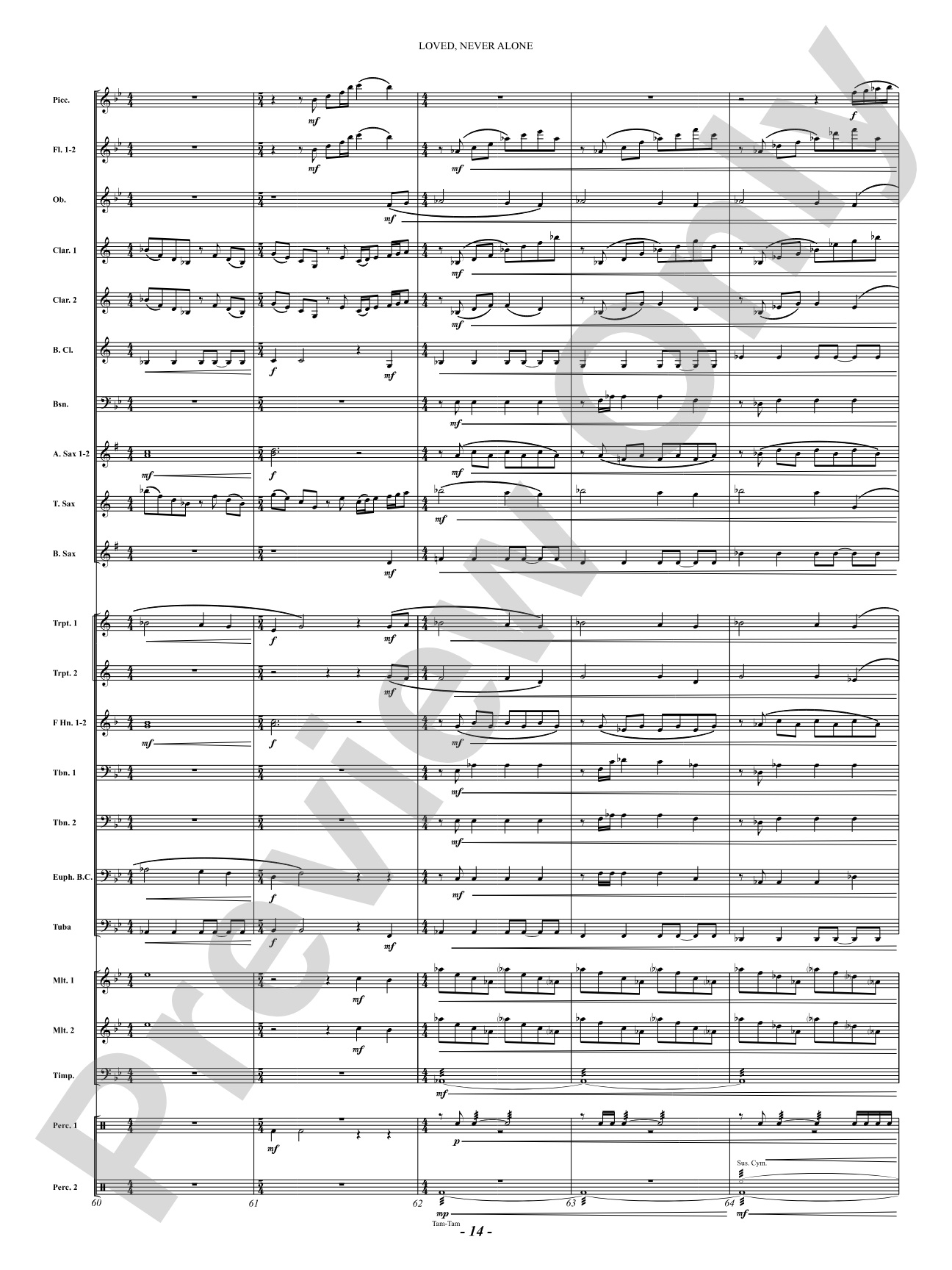 Loved, Never Alone: Concert Band Conductor Score & Parts