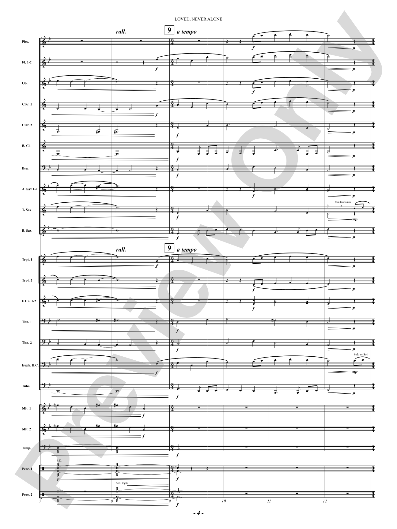 Loved, Never Alone: Concert Band Conductor Score & Parts