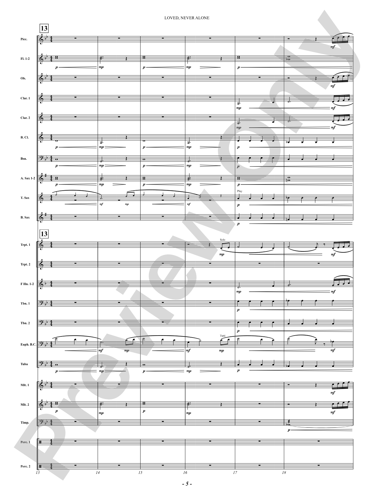 Loved, Never Alone: Concert Band Conductor Score & Parts