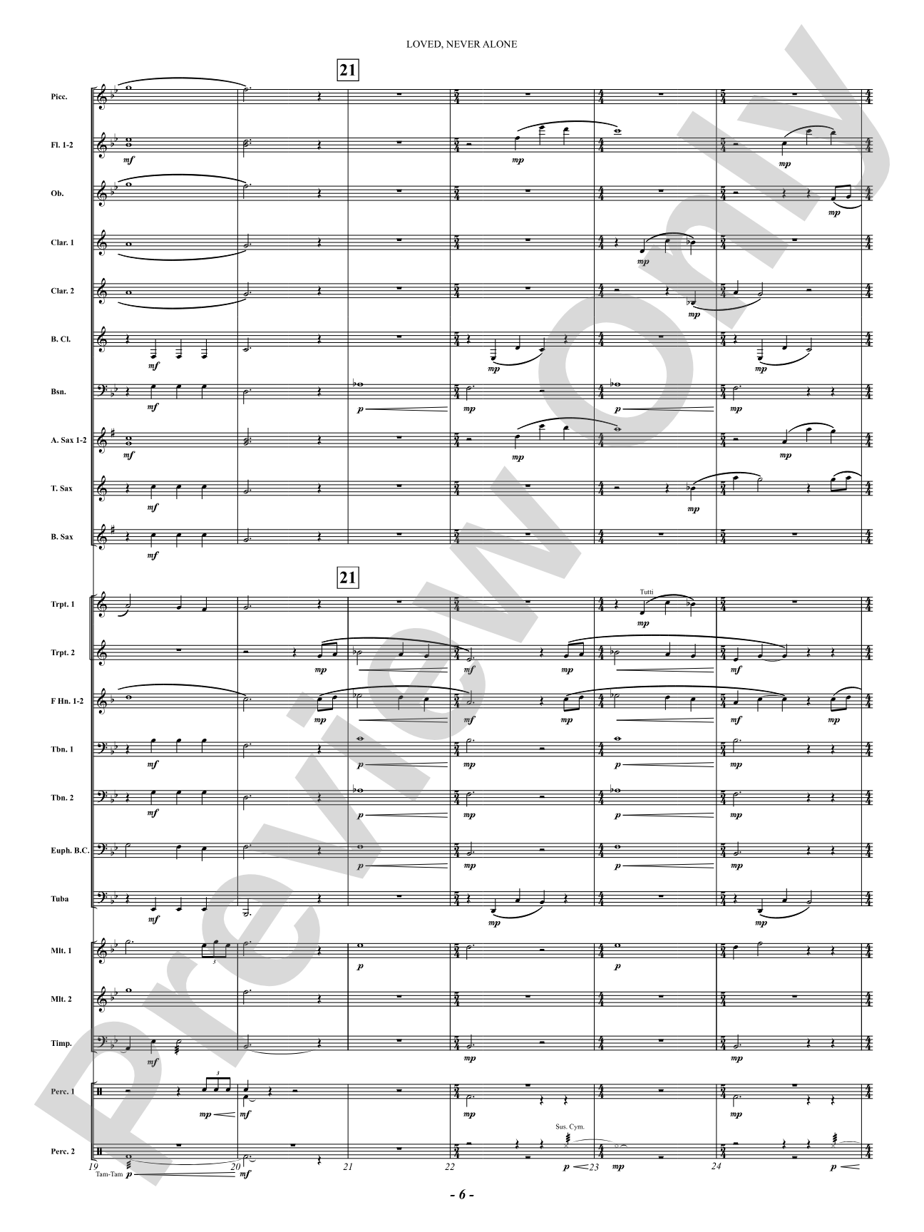 Loved, Never Alone: Concert Band Conductor Score & Parts