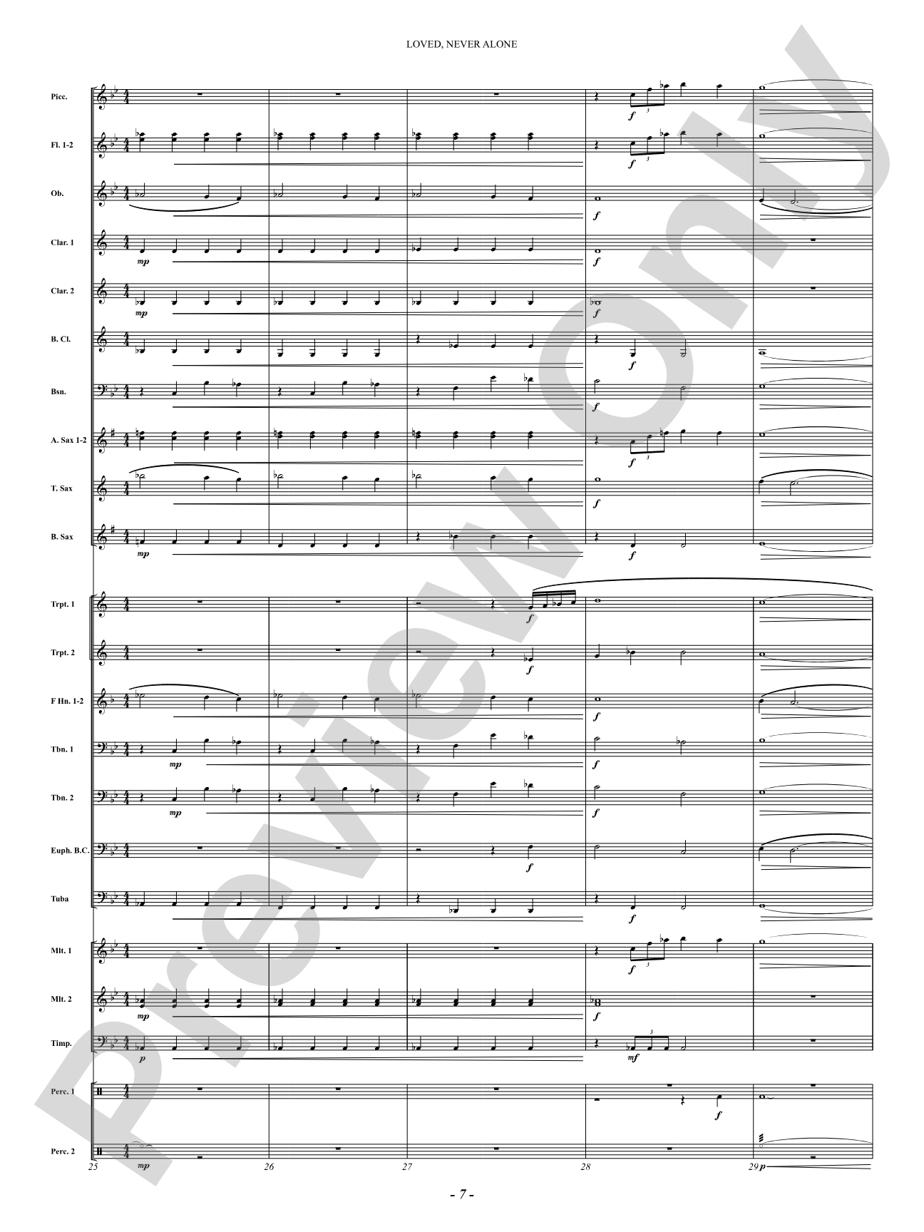 Loved, Never Alone: Concert Band Conductor Score & Parts