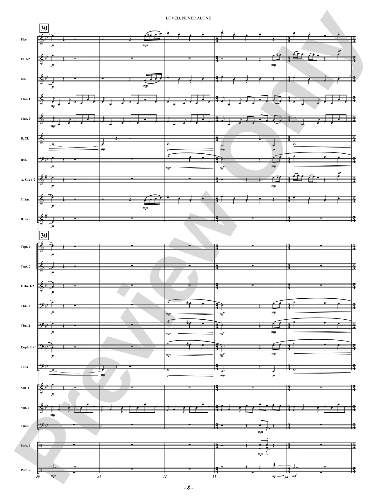 Loved, Never Alone: Concert Band Conductor Score & Parts