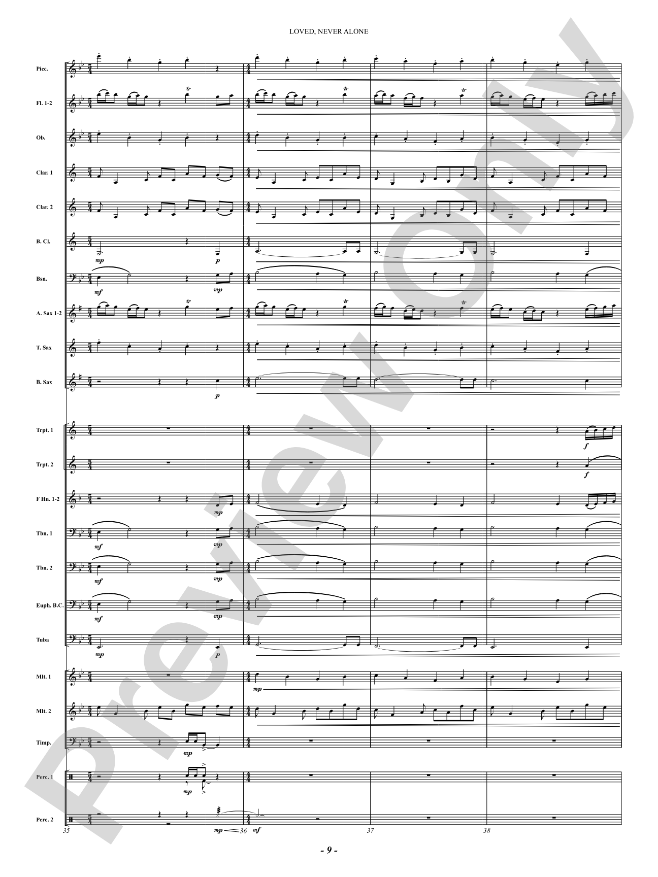 Loved, Never Alone: Concert Band Conductor Score & Parts