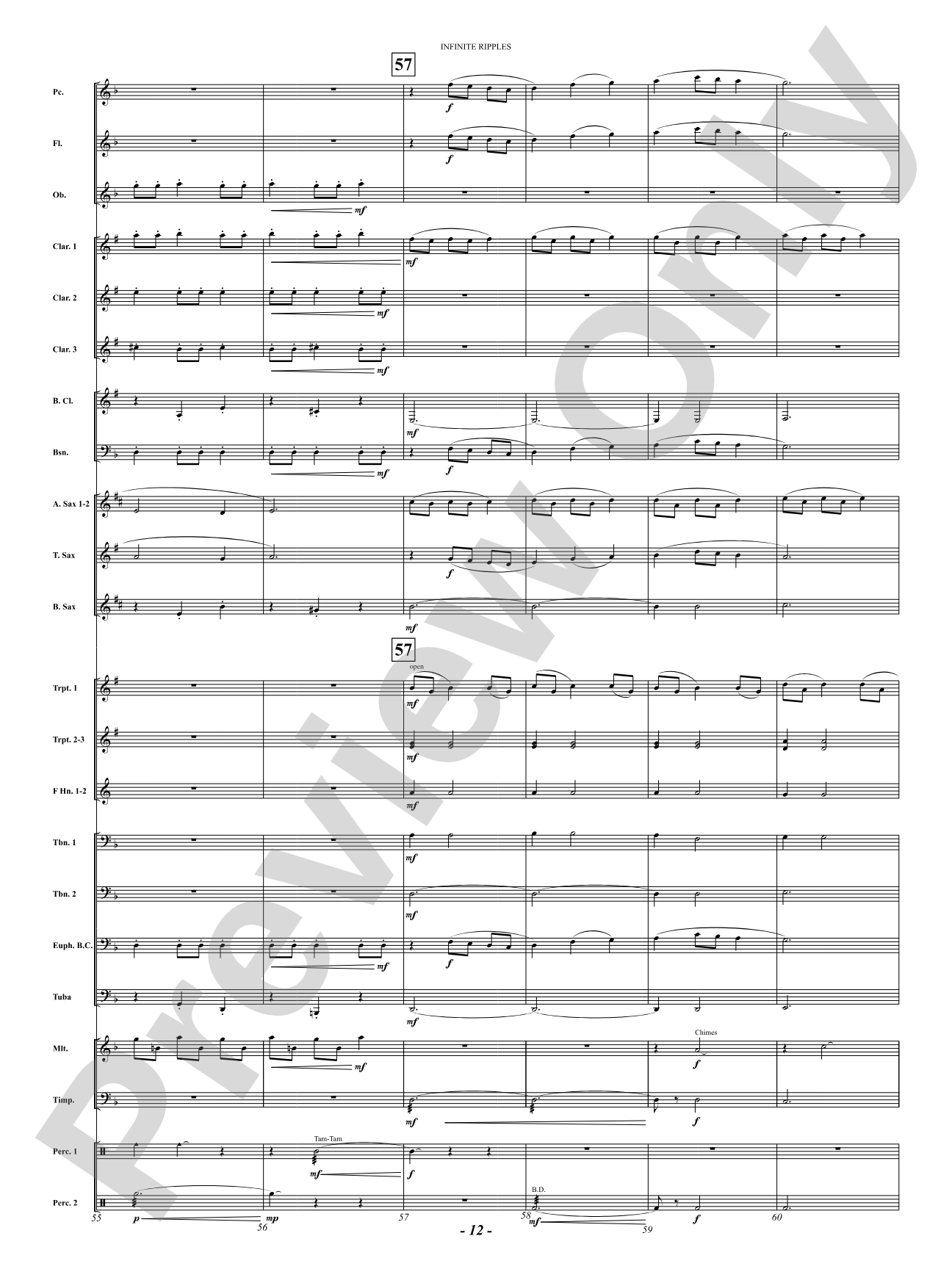 Infinite Ripples: Concert Band Conductor Score & Parts