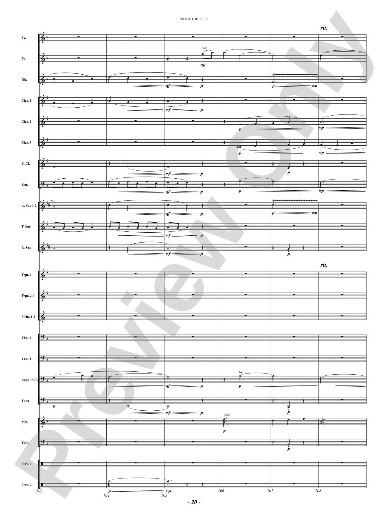 Infinite Ripples: Concert Band Conductor Score & Parts