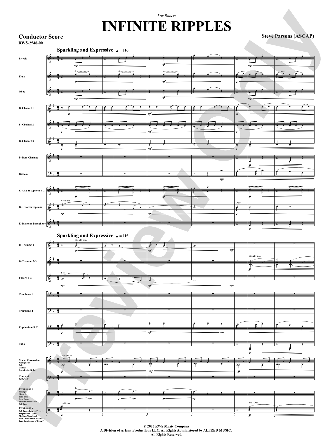 Infinite Ripples: Concert Band Conductor Score & Parts
