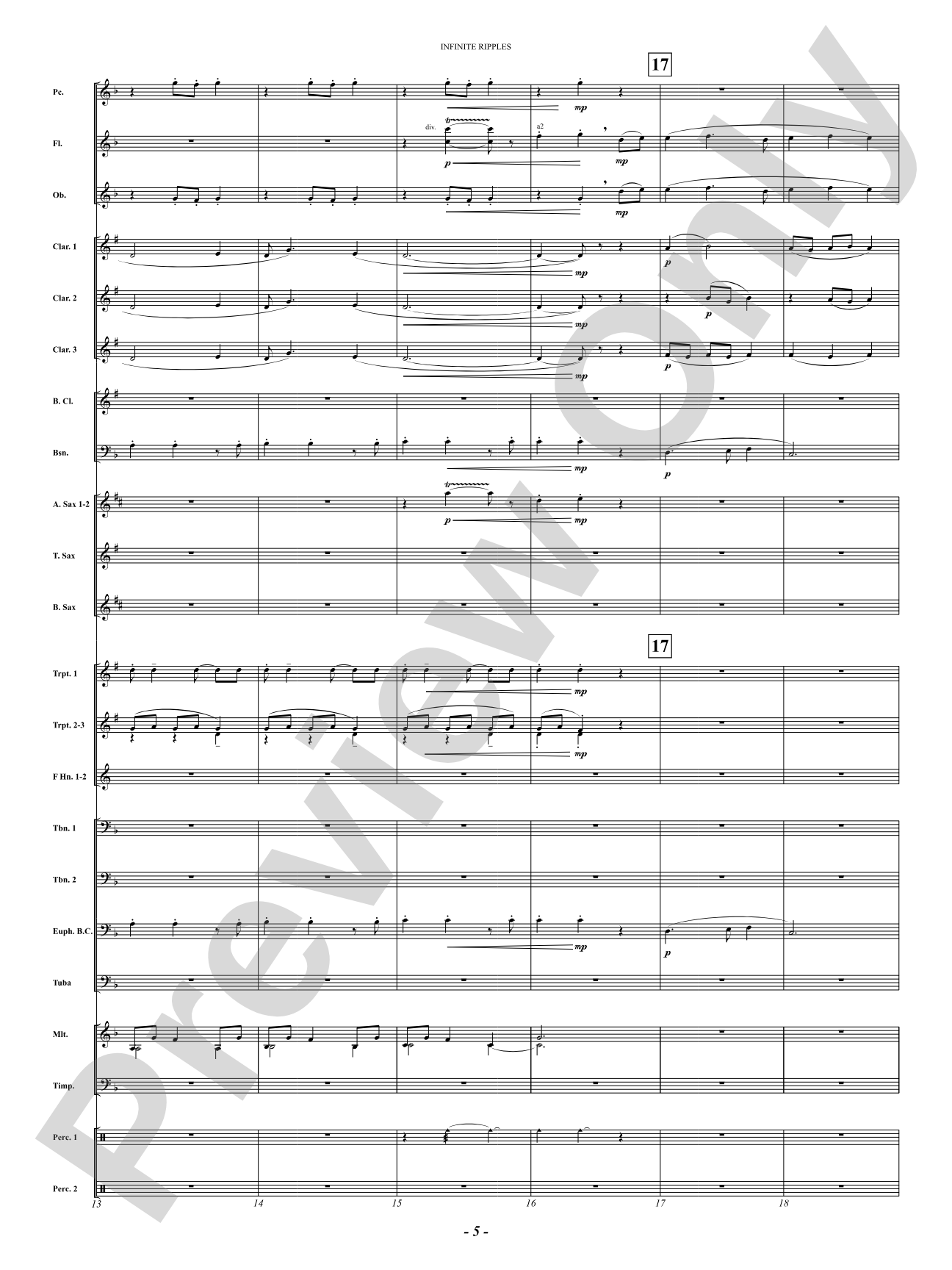 Infinite Ripples: Concert Band Conductor Score & Parts