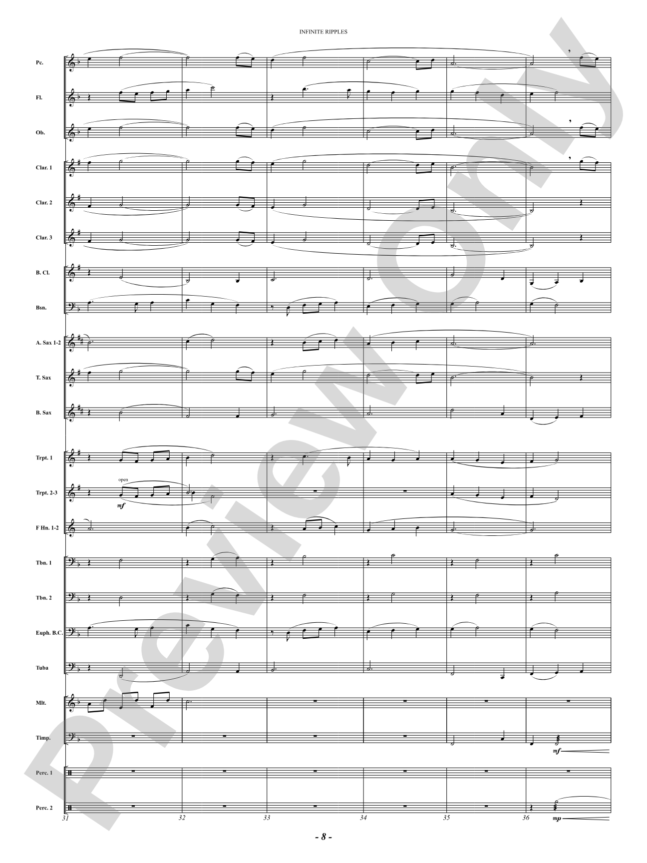 Infinite Ripples: Concert Band Conductor Score & Parts
