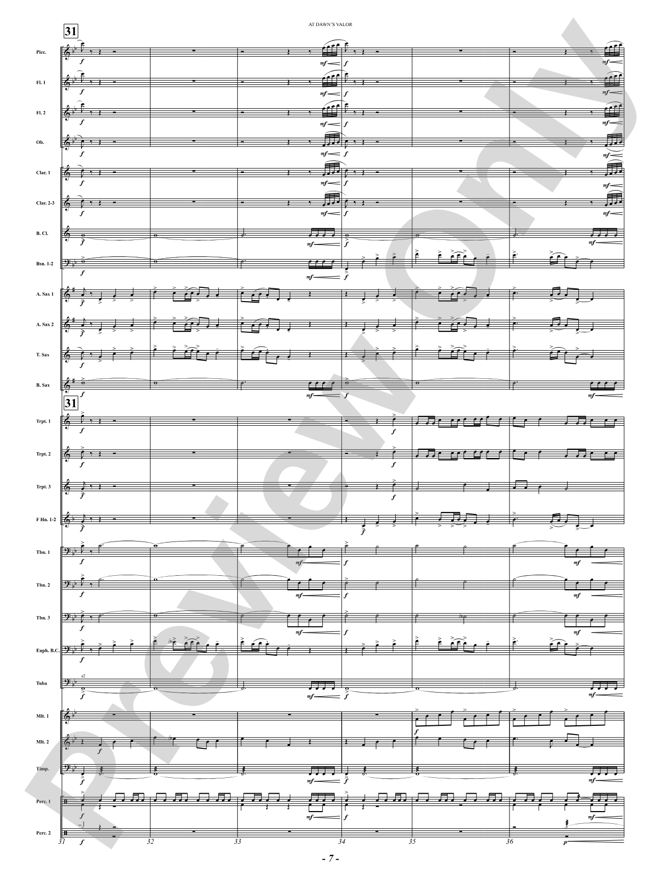 At Dawn's Valor (A Tribute to Courage and Sacrifice): Concert Band Conductor Score & Parts
