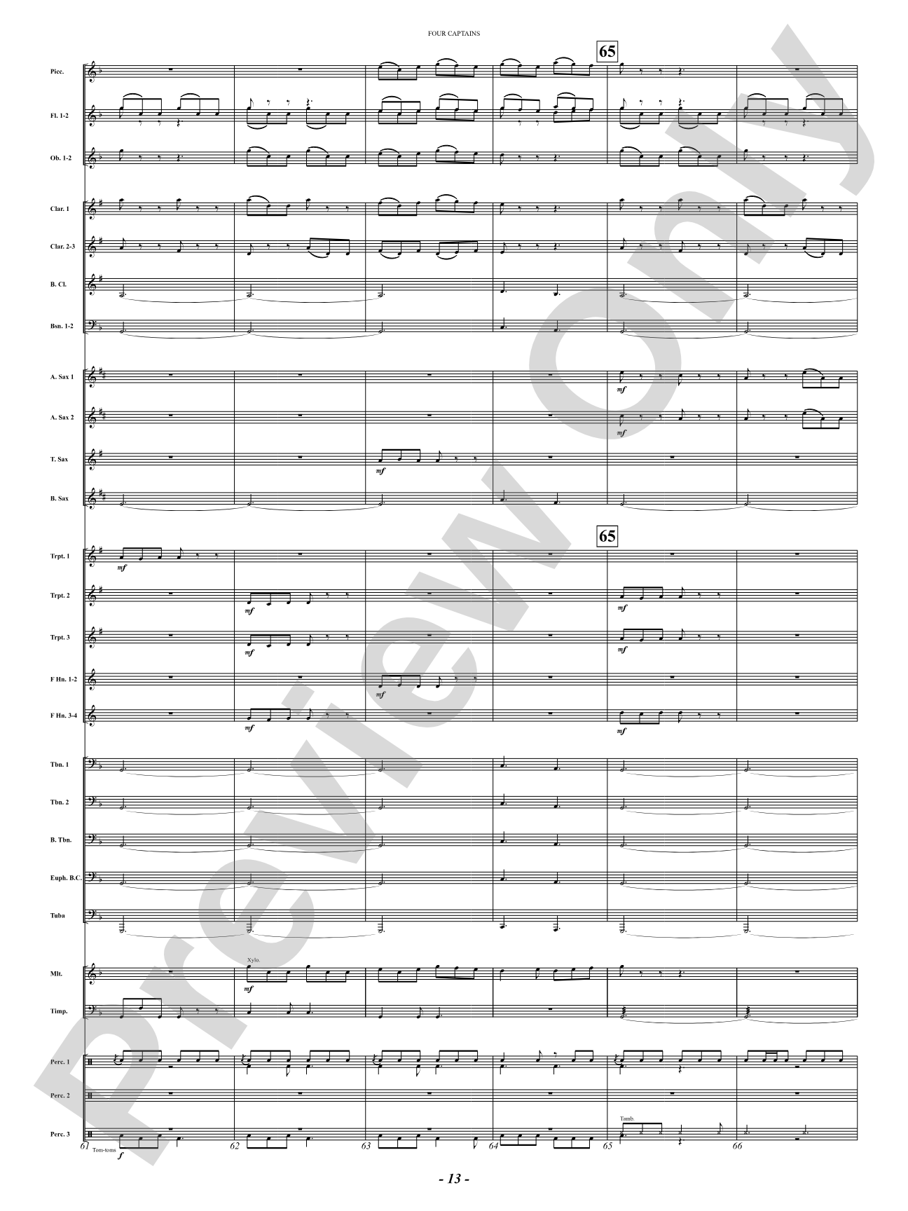 Four Captains (A Pirate Story): Concert Band Conductor Score & Parts