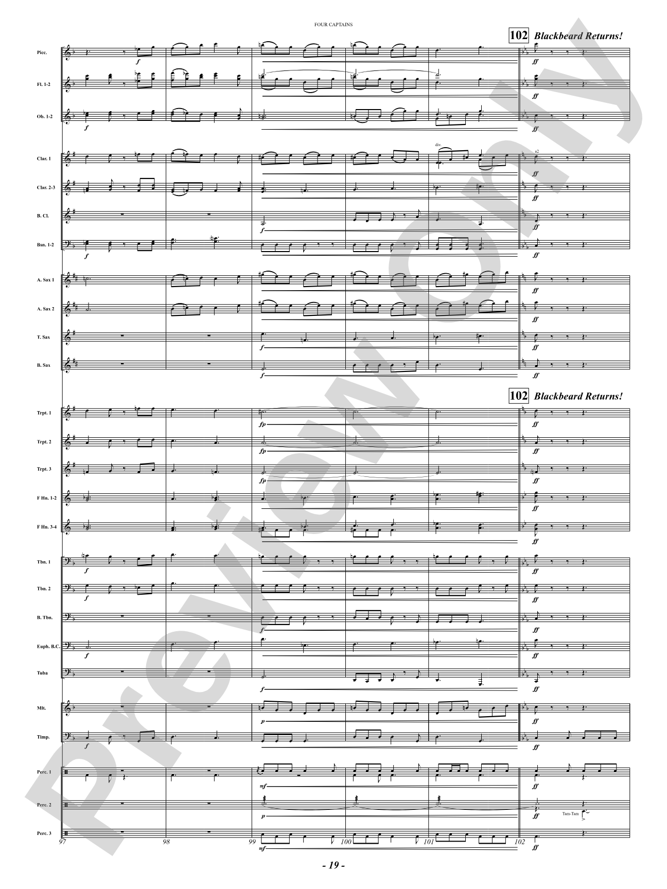 Four Captains (A Pirate Story): Concert Band Conductor Score & Parts