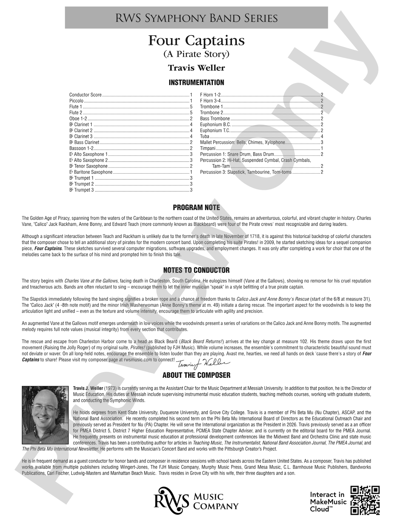 Four Captains (A Pirate Story): Concert Band Conductor Score & Parts