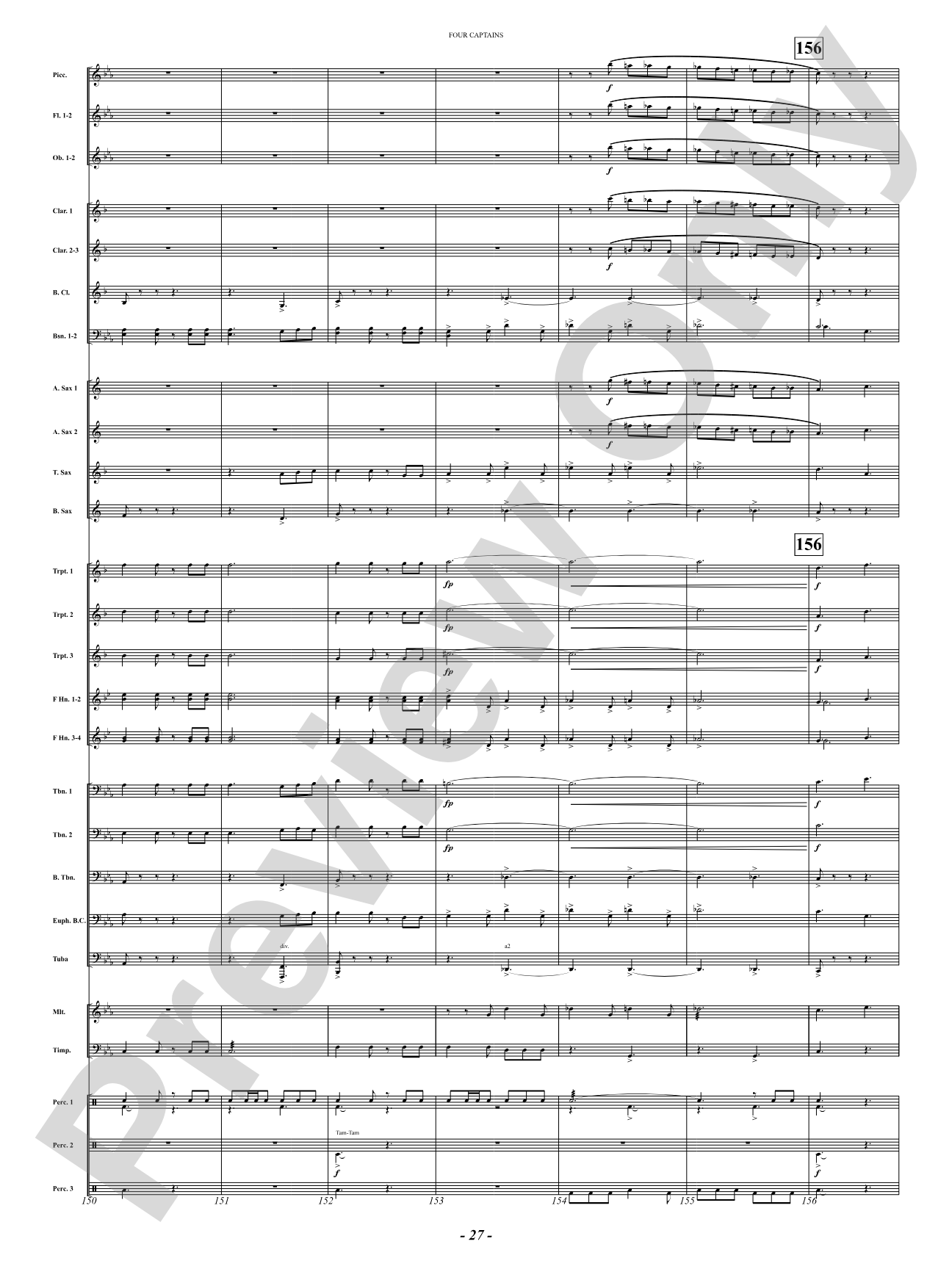 Four Captains (A Pirate Story): Concert Band Conductor Score & Parts
