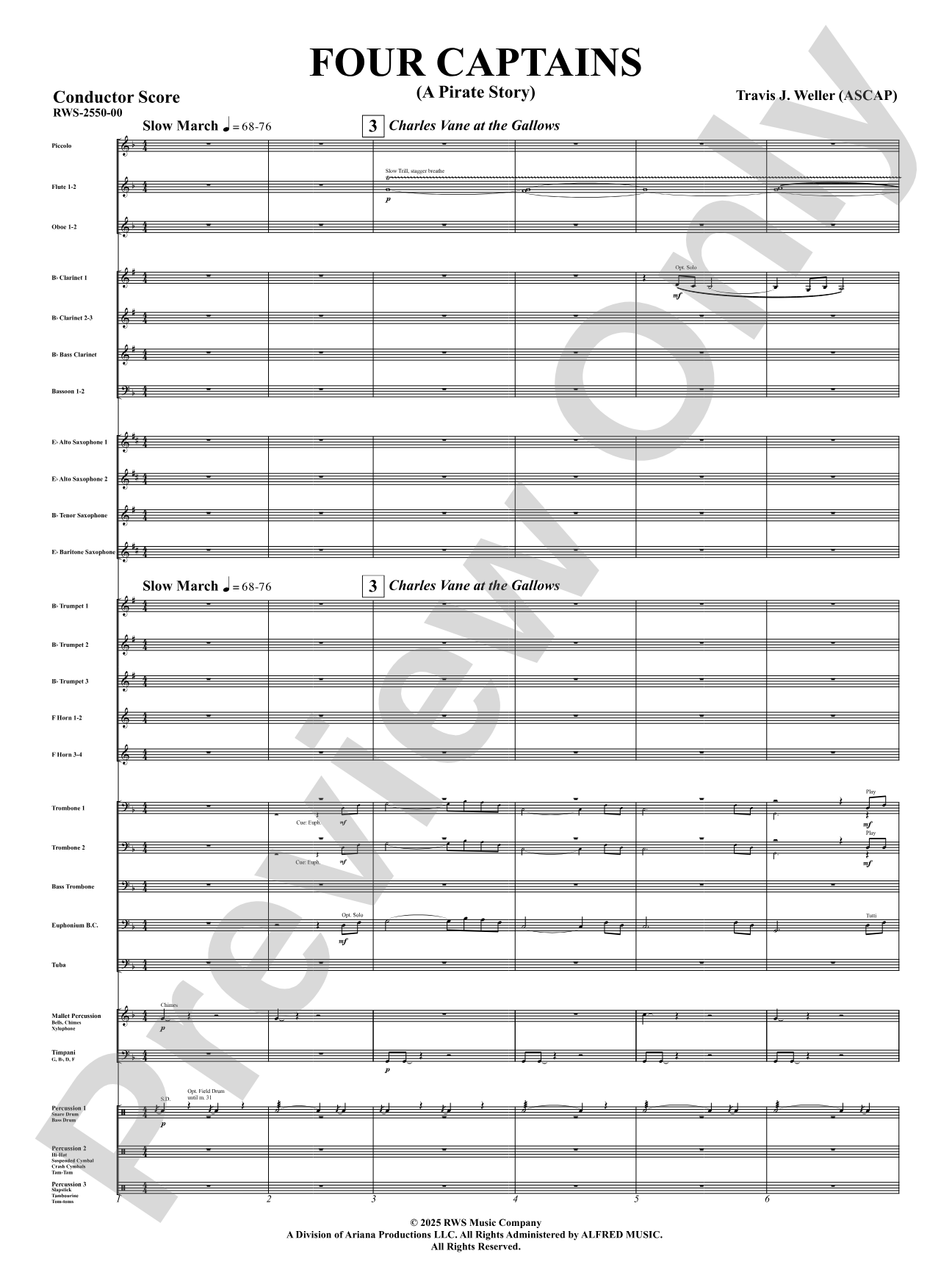 Four Captains (A Pirate Story): Concert Band Conductor Score & Parts