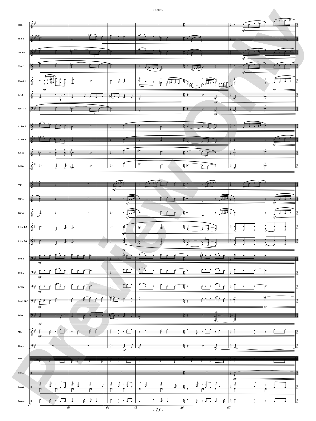 Aileron: Concert Band Conductor Score & Parts