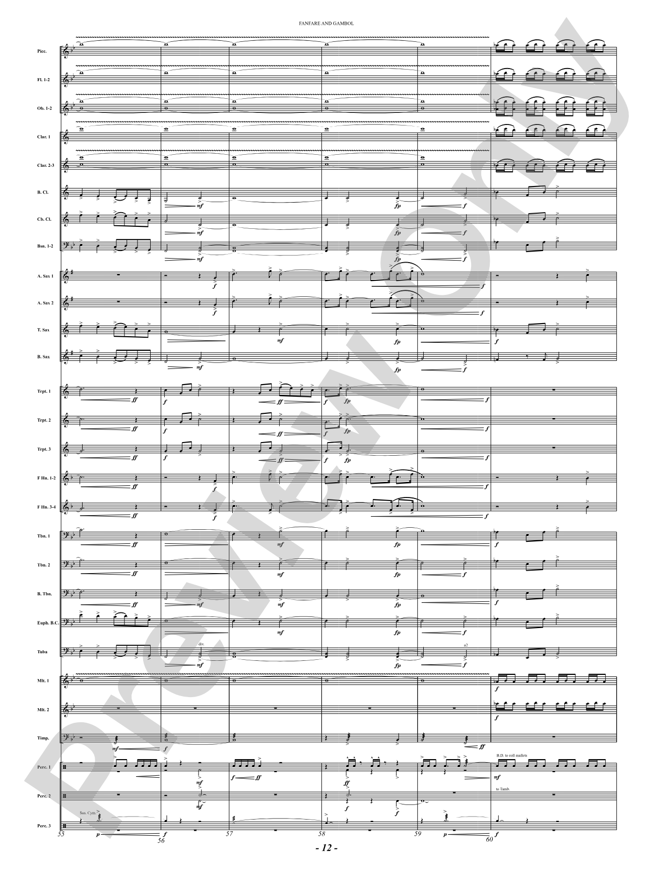 Fanfare And Gambol: Concert Band Conductor Score & Parts