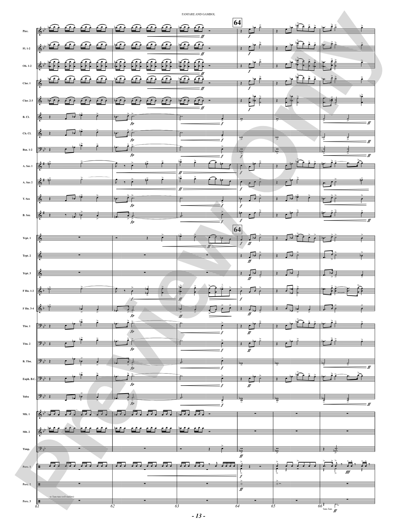 Fanfare And Gambol: Concert Band Conductor Score & Parts