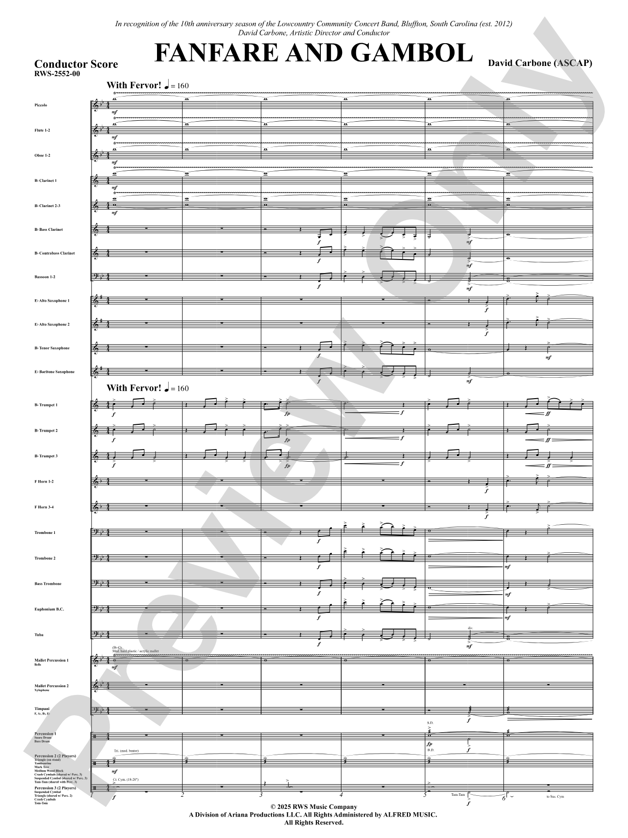 Fanfare And Gambol: Concert Band Conductor Score & Parts