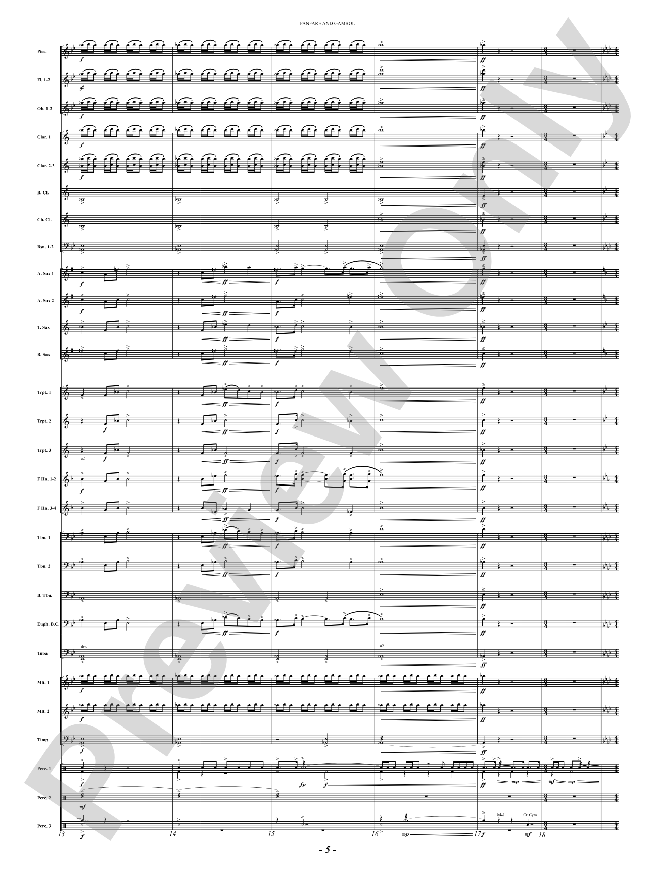 Fanfare And Gambol: Concert Band Conductor Score & Parts