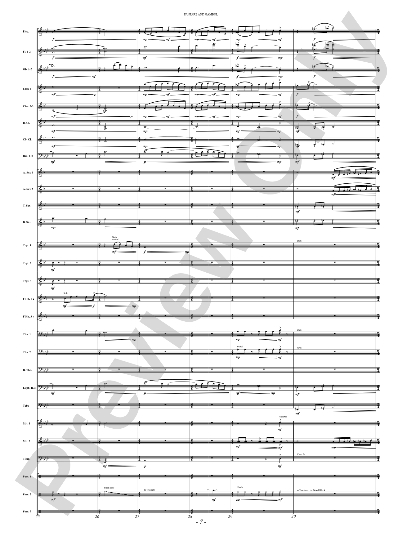 Fanfare And Gambol: Concert Band Conductor Score & Parts