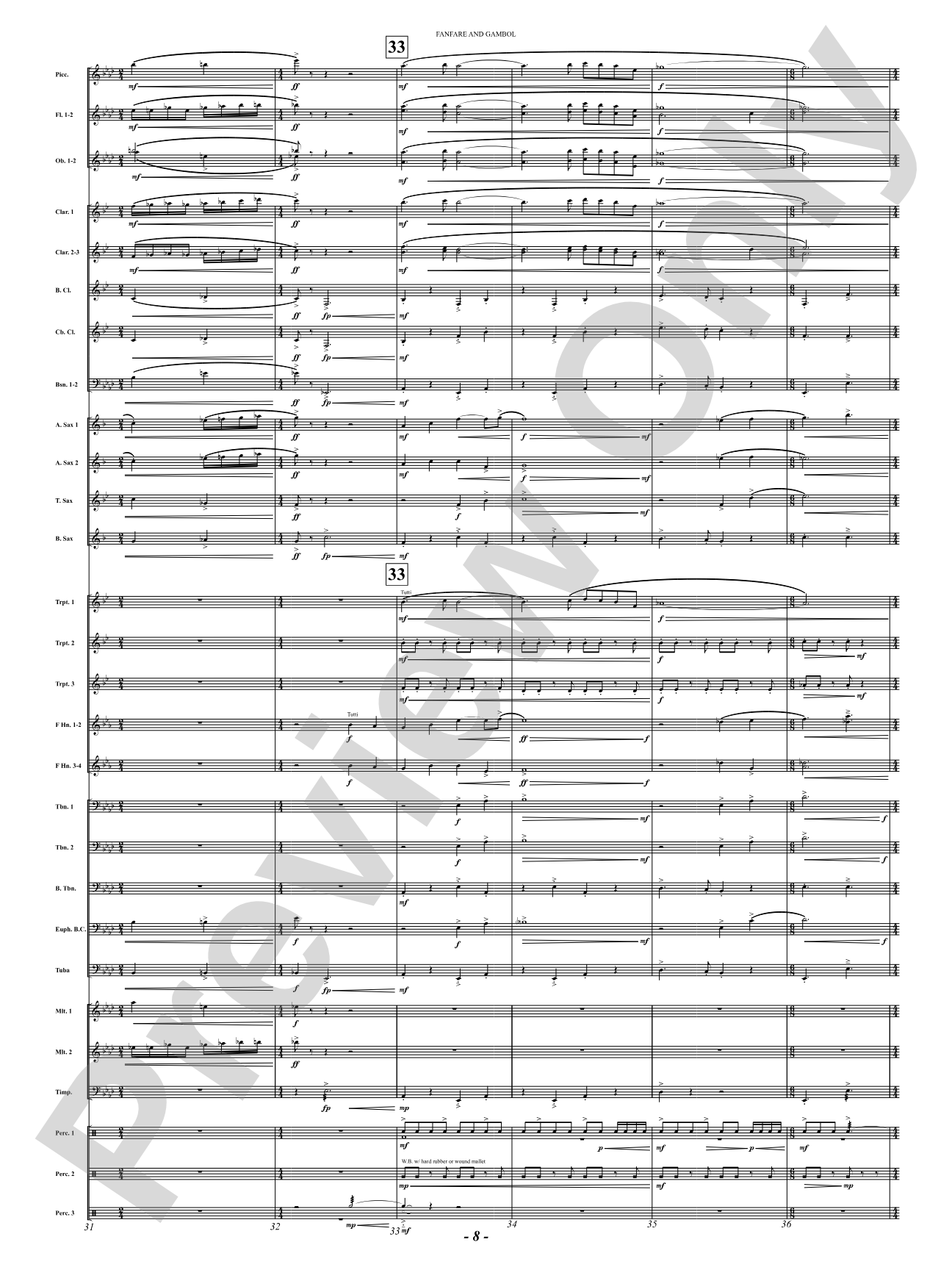 Fanfare And Gambol: Concert Band Conductor Score & Parts