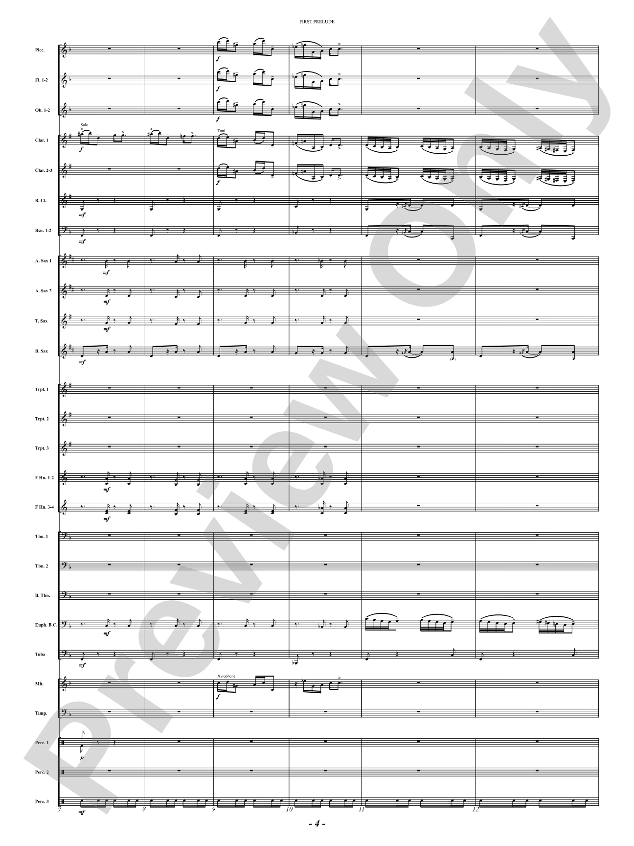 First Prelude: Concert Band Conductor Score & Parts