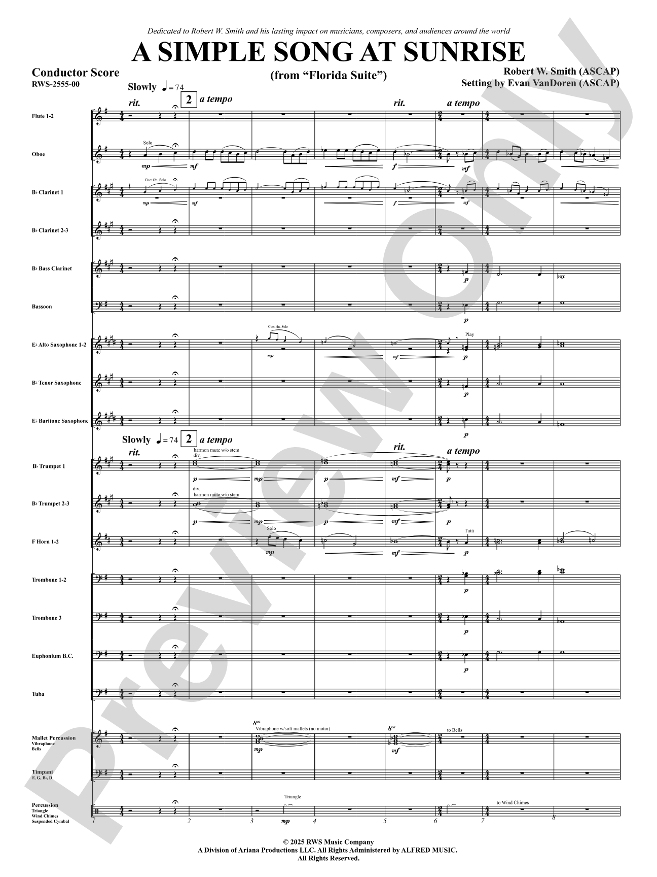 A Simple Song at Sunrise (from "Florida Suite"): Concert Band Conductor Score & Parts