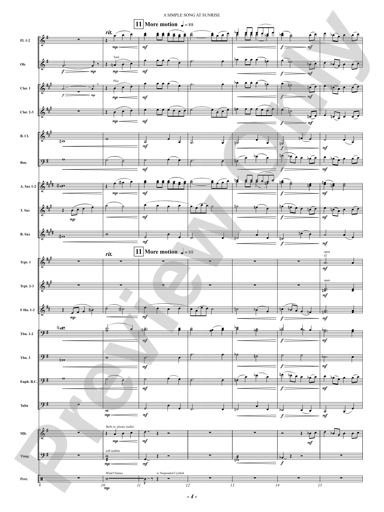 A Simple Song at Sunrise (from "Florida Suite"): Concert Band Conductor Score & Parts