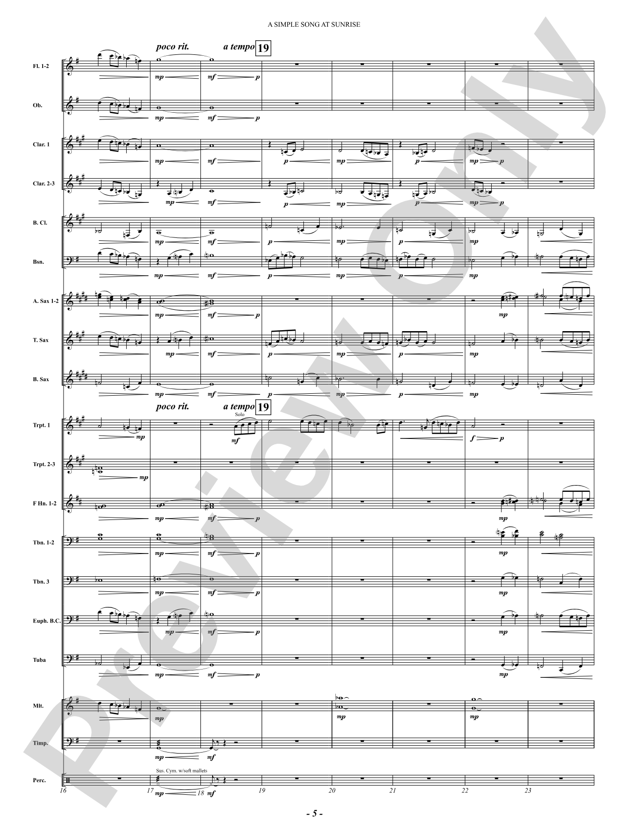 A Simple Song at Sunrise (from "Florida Suite"): Concert Band Conductor Score & Parts