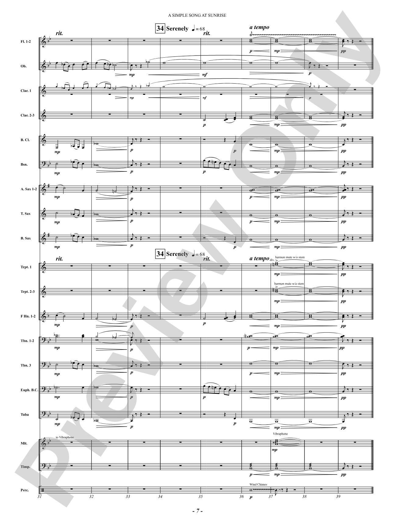 A Simple Song at Sunrise (from "Florida Suite"): Concert Band Conductor Score & Parts