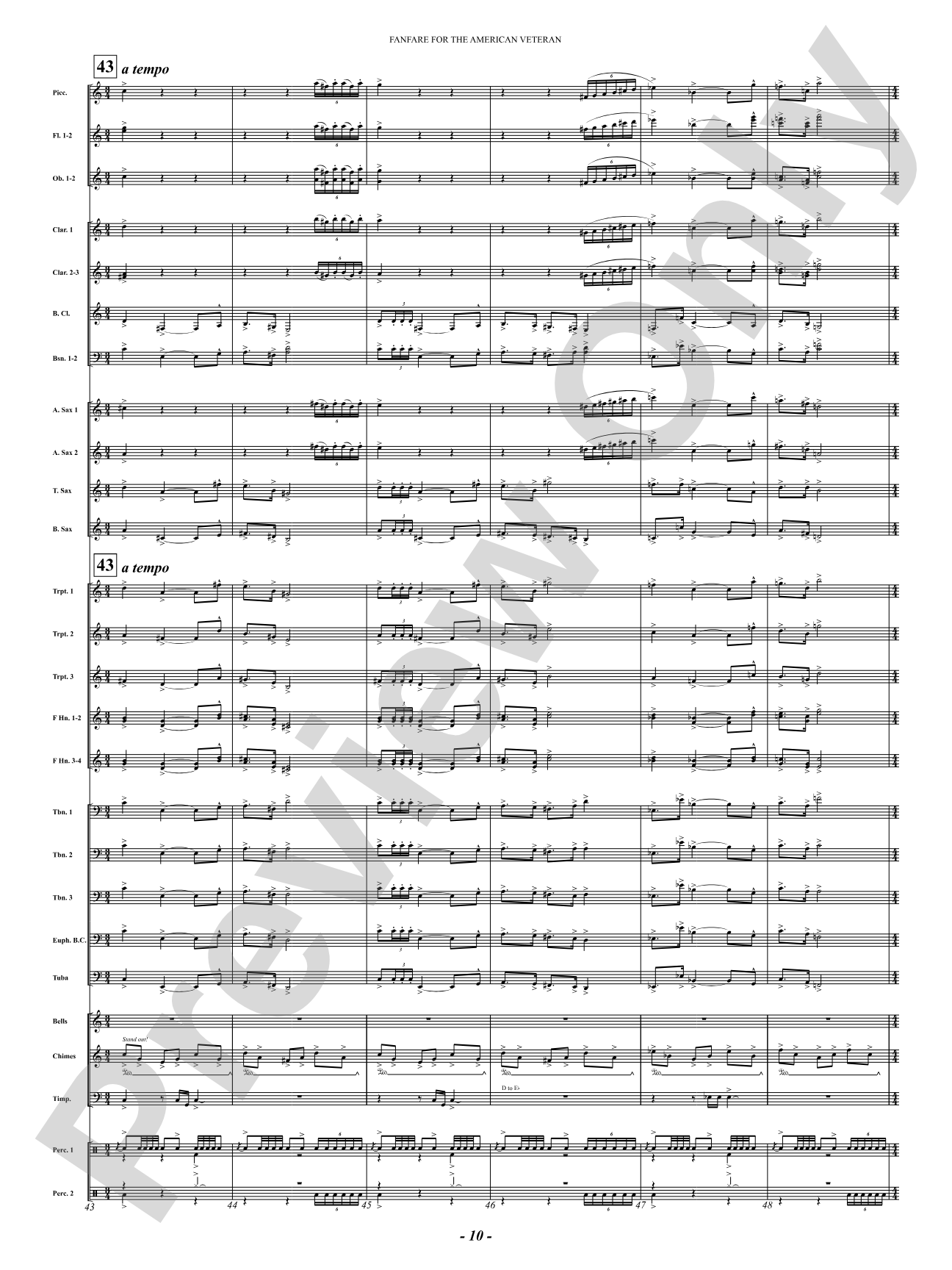 Fanfare For The American Veteran: Concert Band Conductor Score & Parts