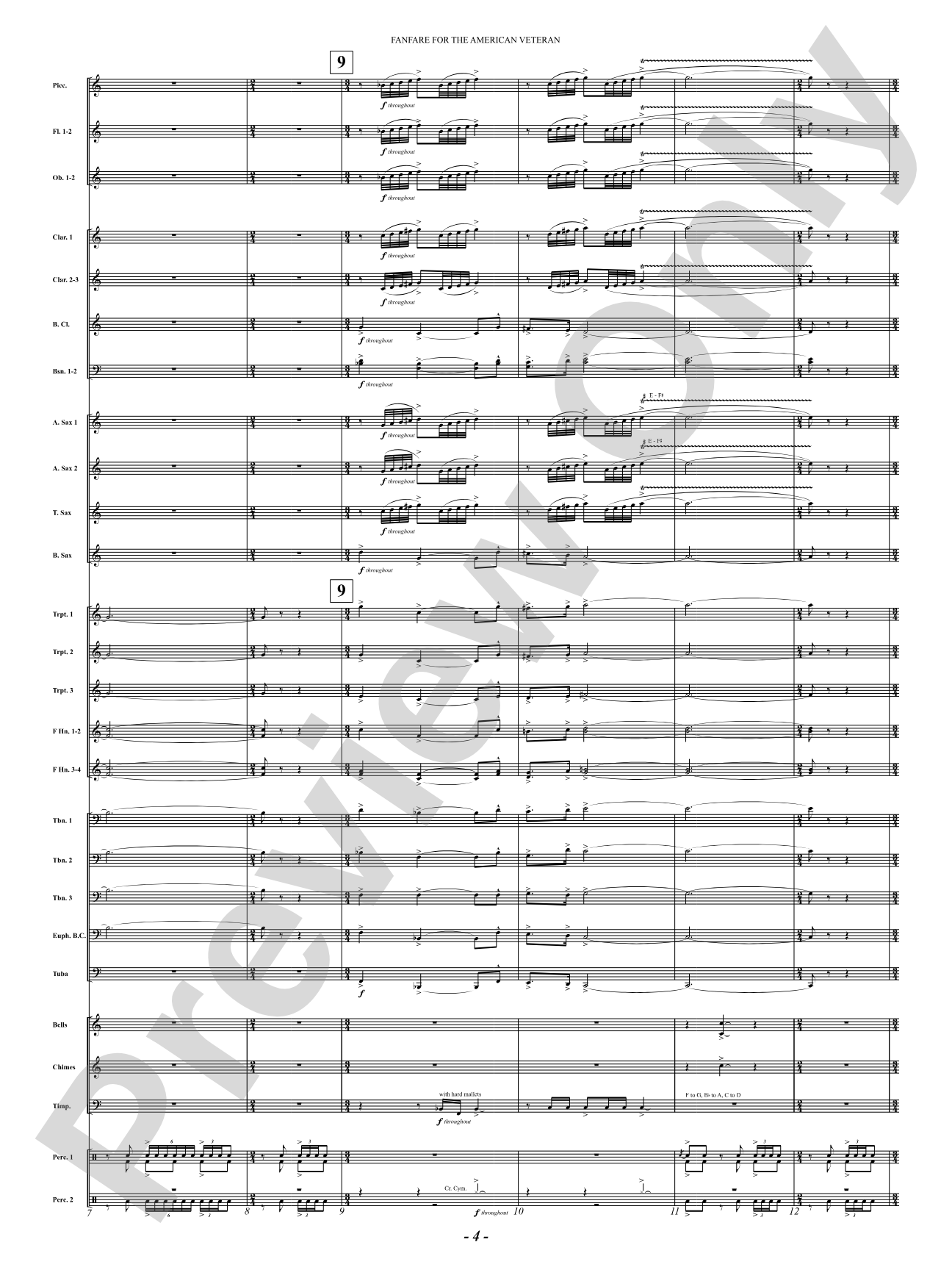 Fanfare For The American Veteran: Concert Band Conductor Score & Parts