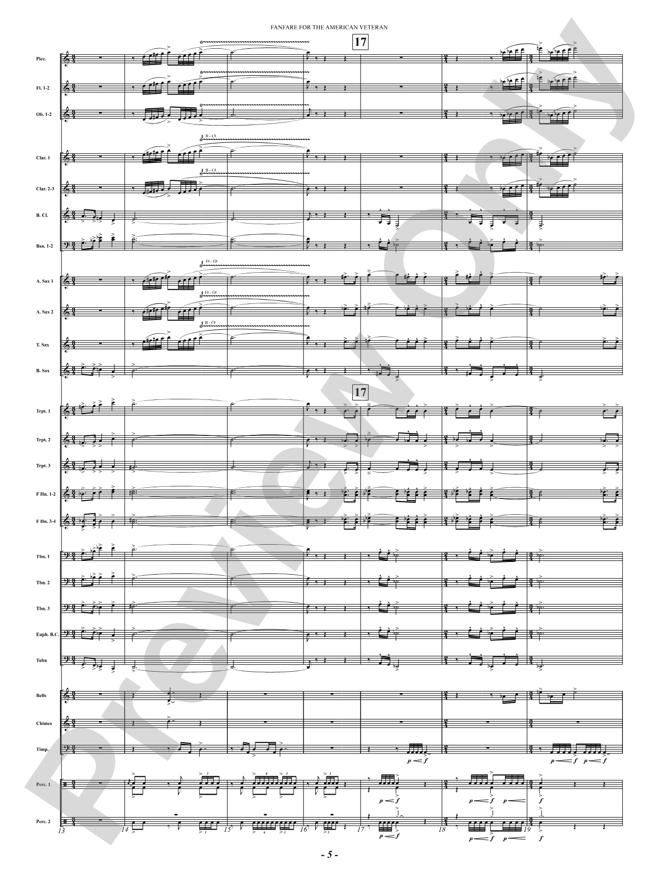 Fanfare For The American Veteran: Concert Band Conductor Score & Parts