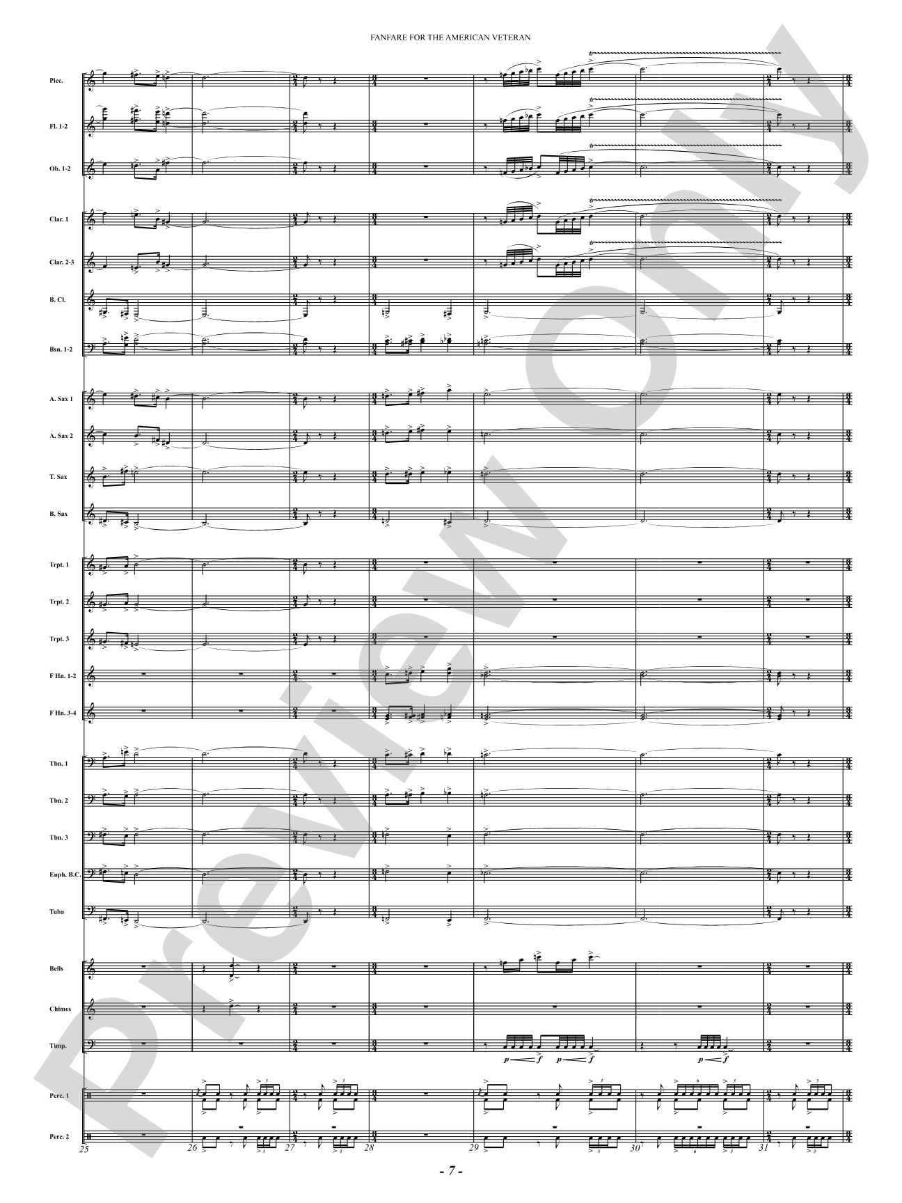 Fanfare For The American Veteran: Concert Band Conductor Score & Parts