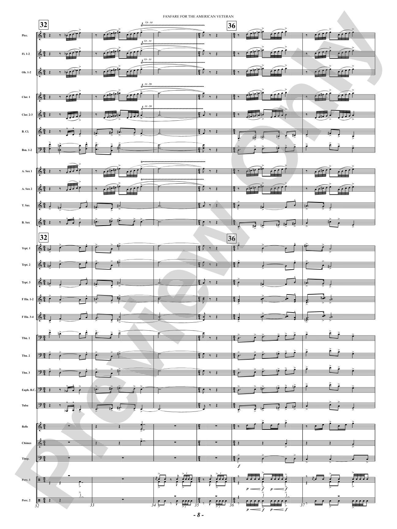 Fanfare For The American Veteran: Concert Band Conductor Score & Parts