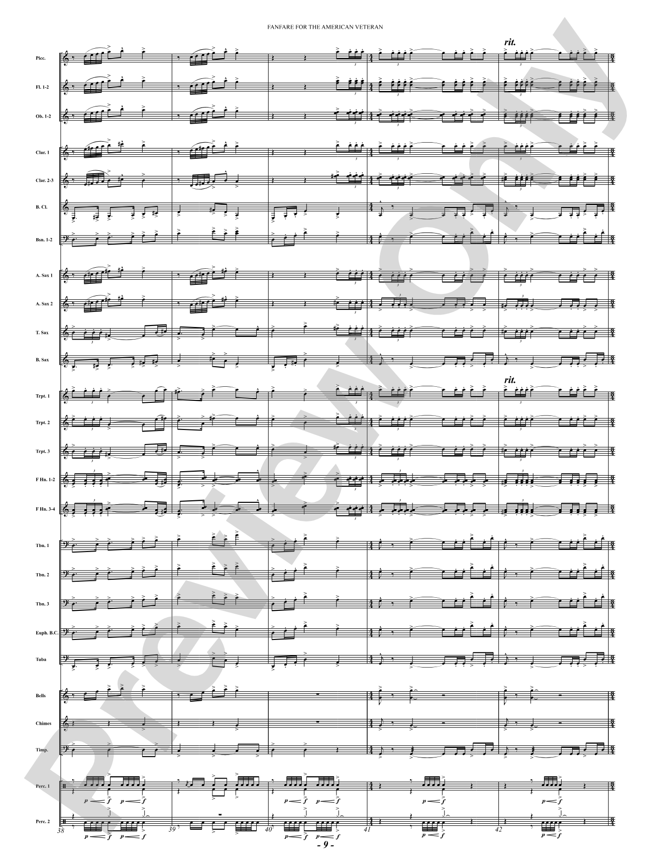 Fanfare For The American Veteran: Concert Band Conductor Score & Parts