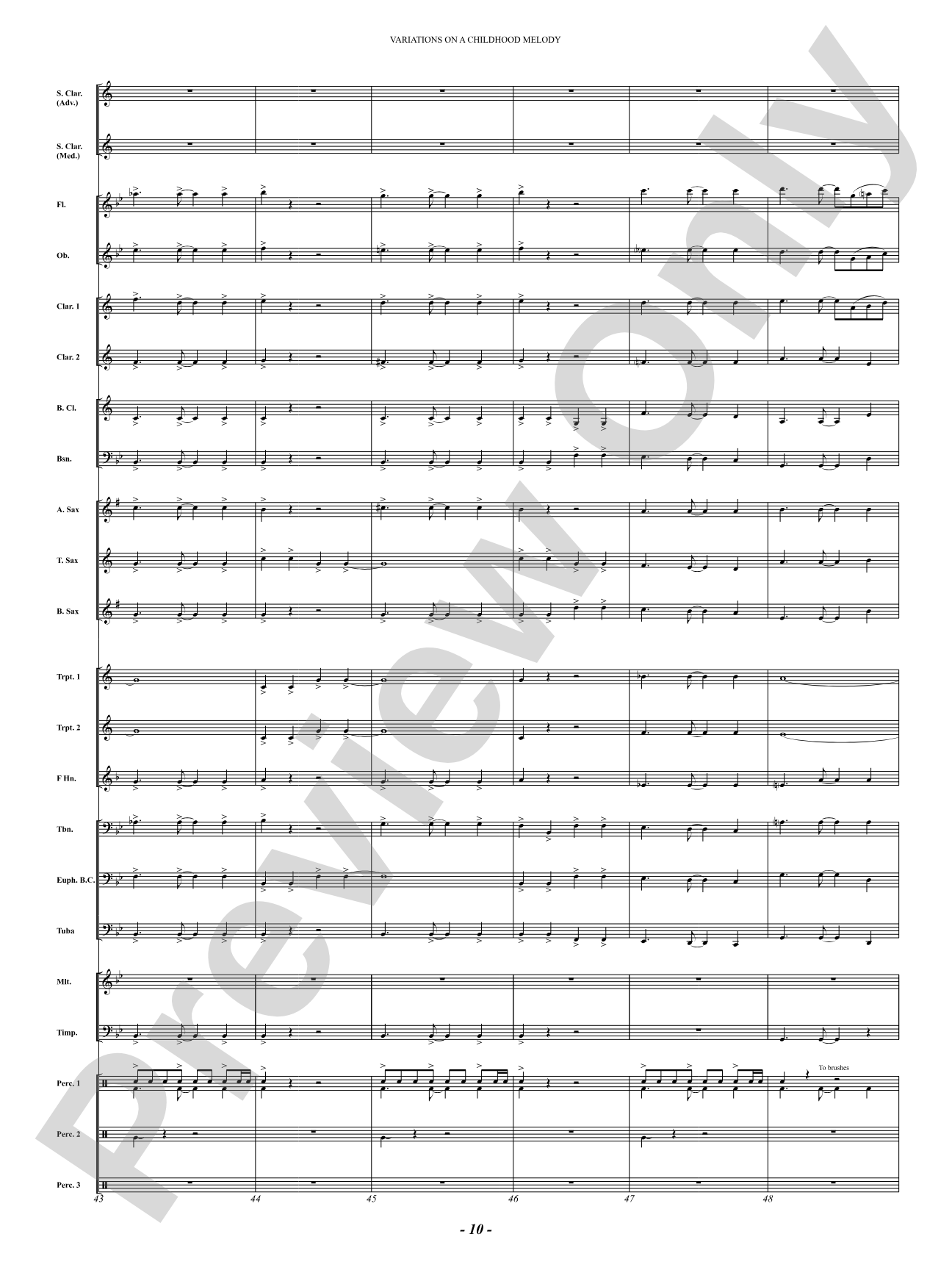 Variation On A Childhood Melody (for Solo Clarinet and Band): Concert Band Conductor Score & Parts
